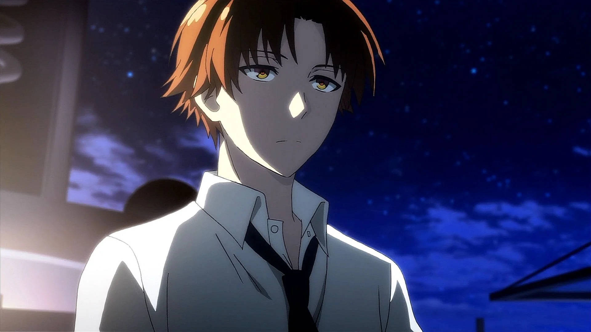 Kiyotaka Ayanokoji, orange hair, golden eyes, Full HD Desktop Wallpaper