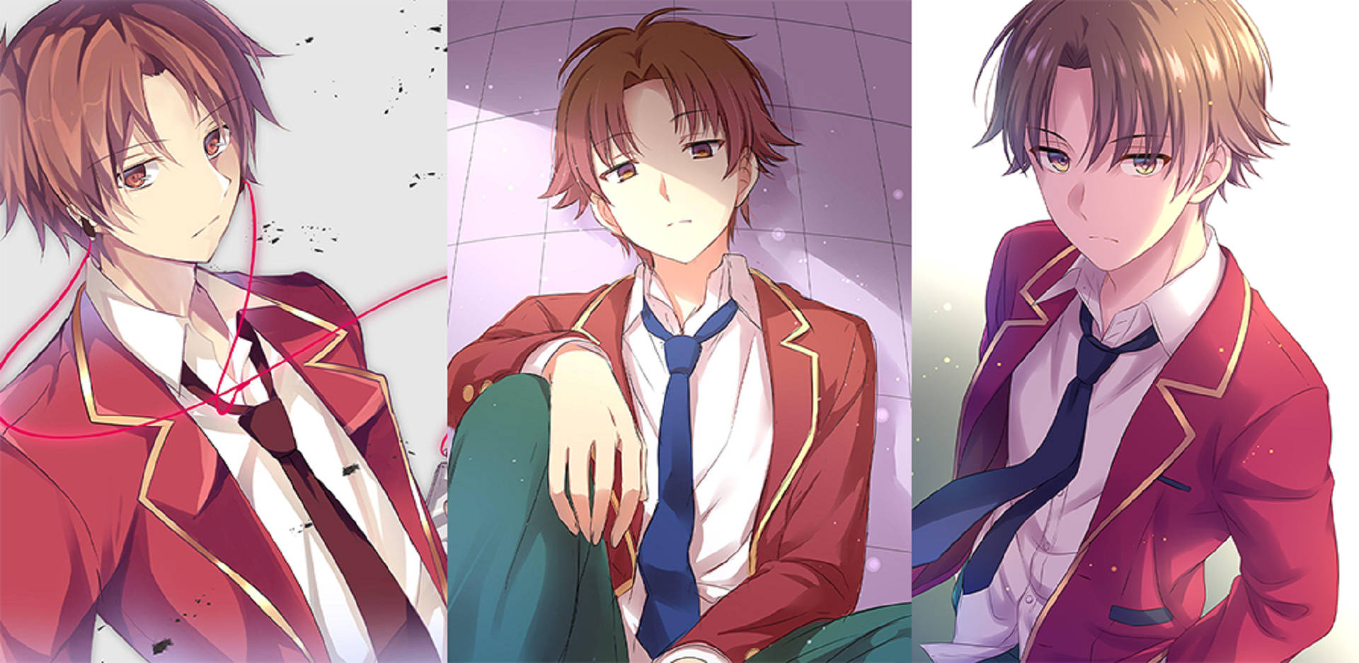 Kiyotaka Ayanokoji, red blazers, soft glowing backgrounds, Full HD Desktop Wallpaper