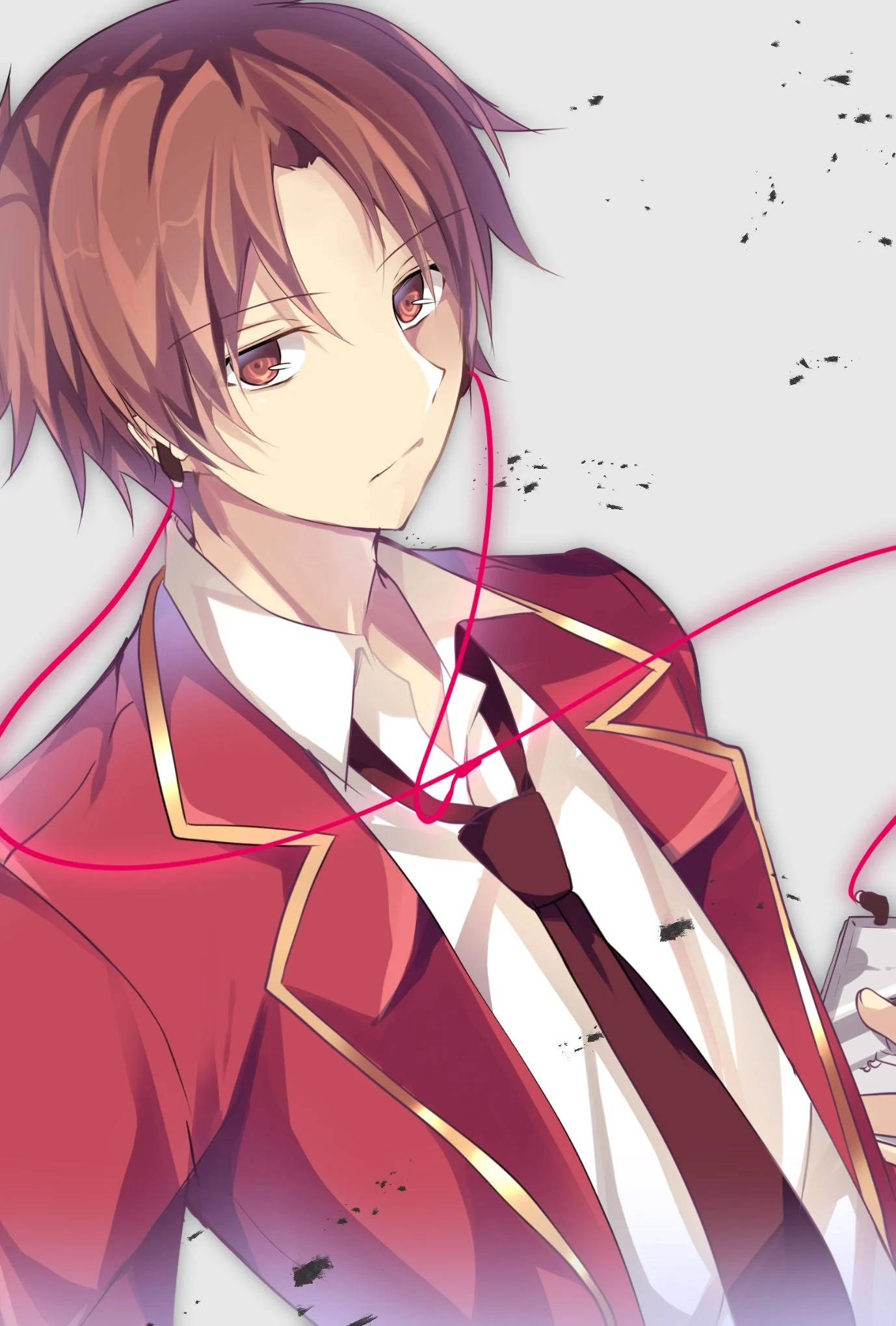 Kiyotaka Ayanokoji, red school uniform, gold trim, Full HD Phone Wallpaper
