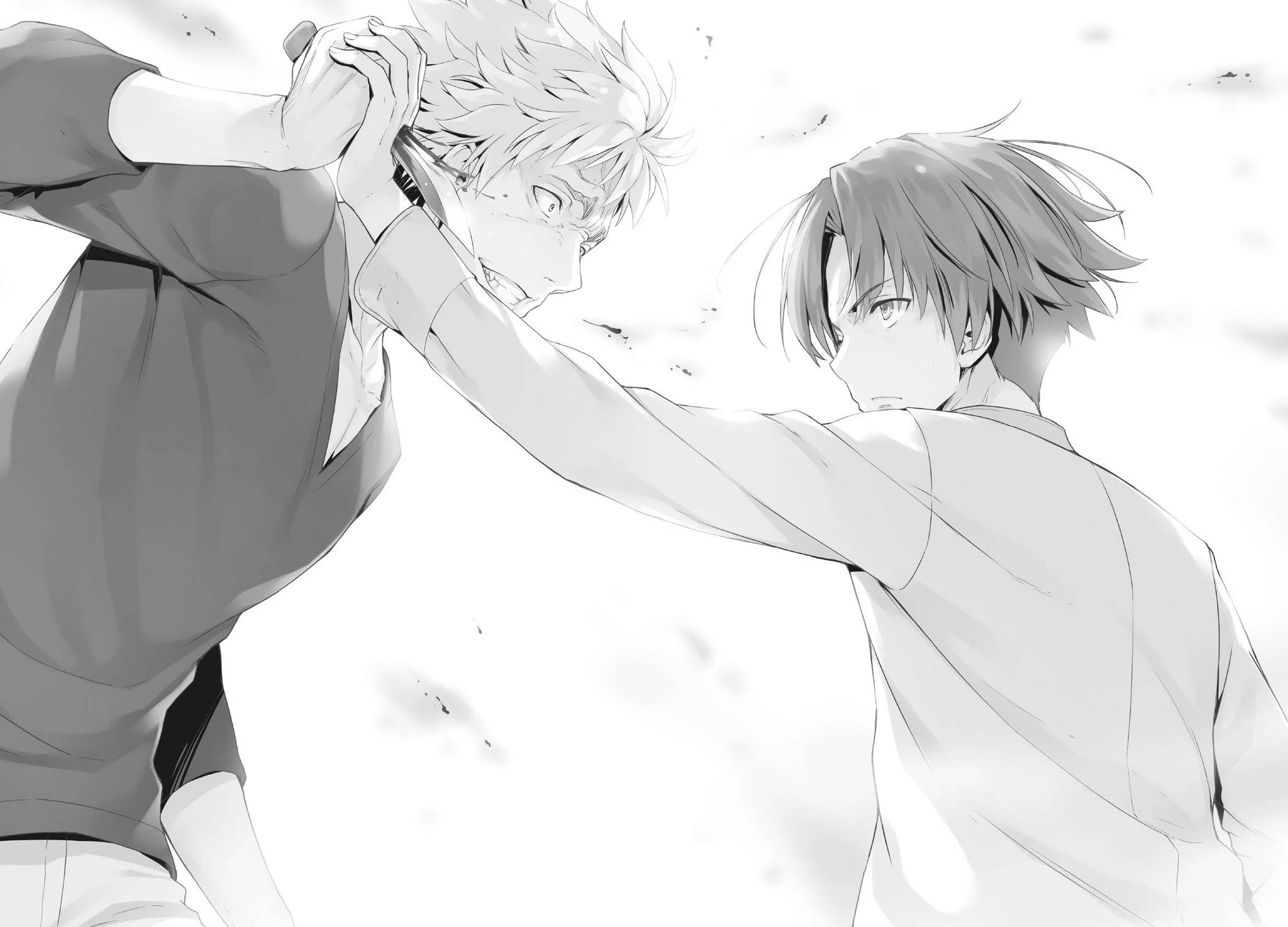 Kiyotaka Ayanokoji, street fight, black and white manga panel, Full HD Desktop Wallpaper