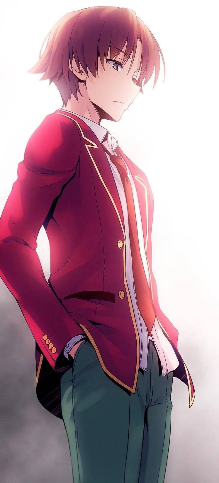 Kiyotaka Ayanokoji, red blazer, gold trim, HD Phone Wallpaper