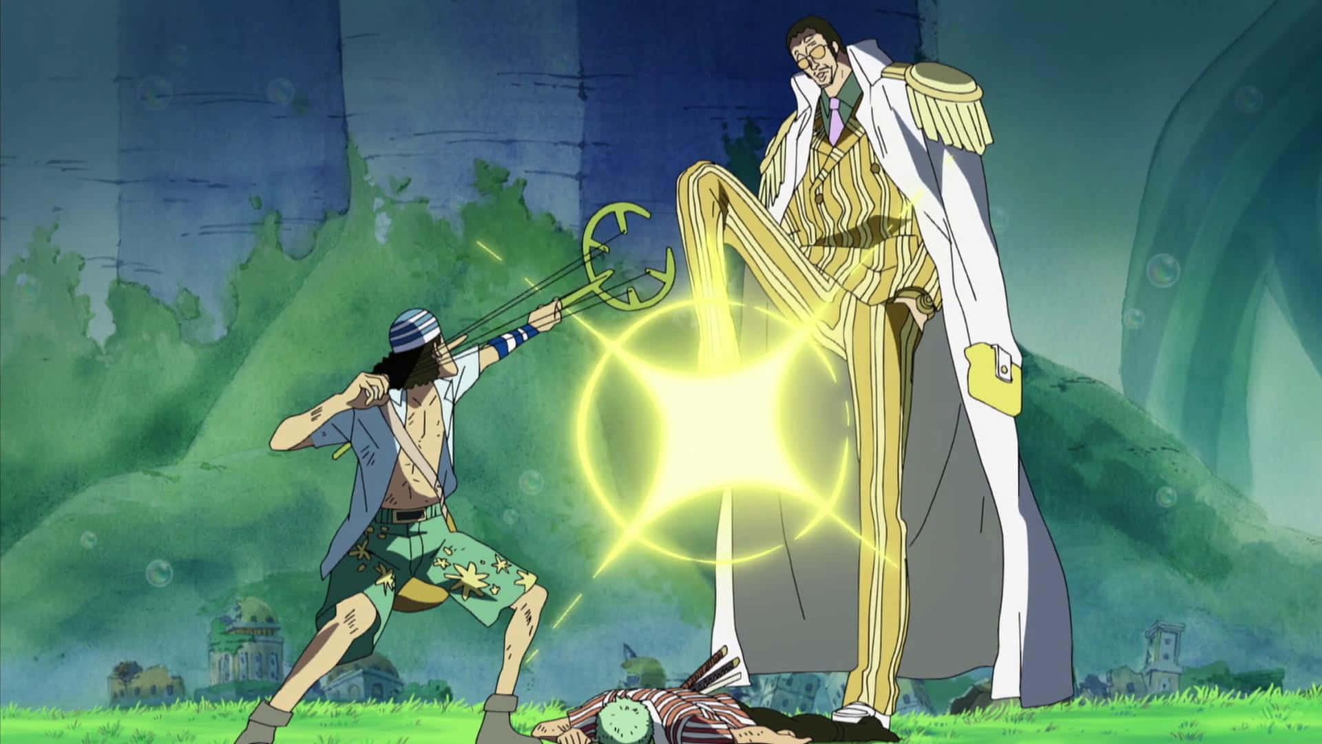 Kizaru, trident, golden-clad admiral, Full HD Desktop Wallpaper