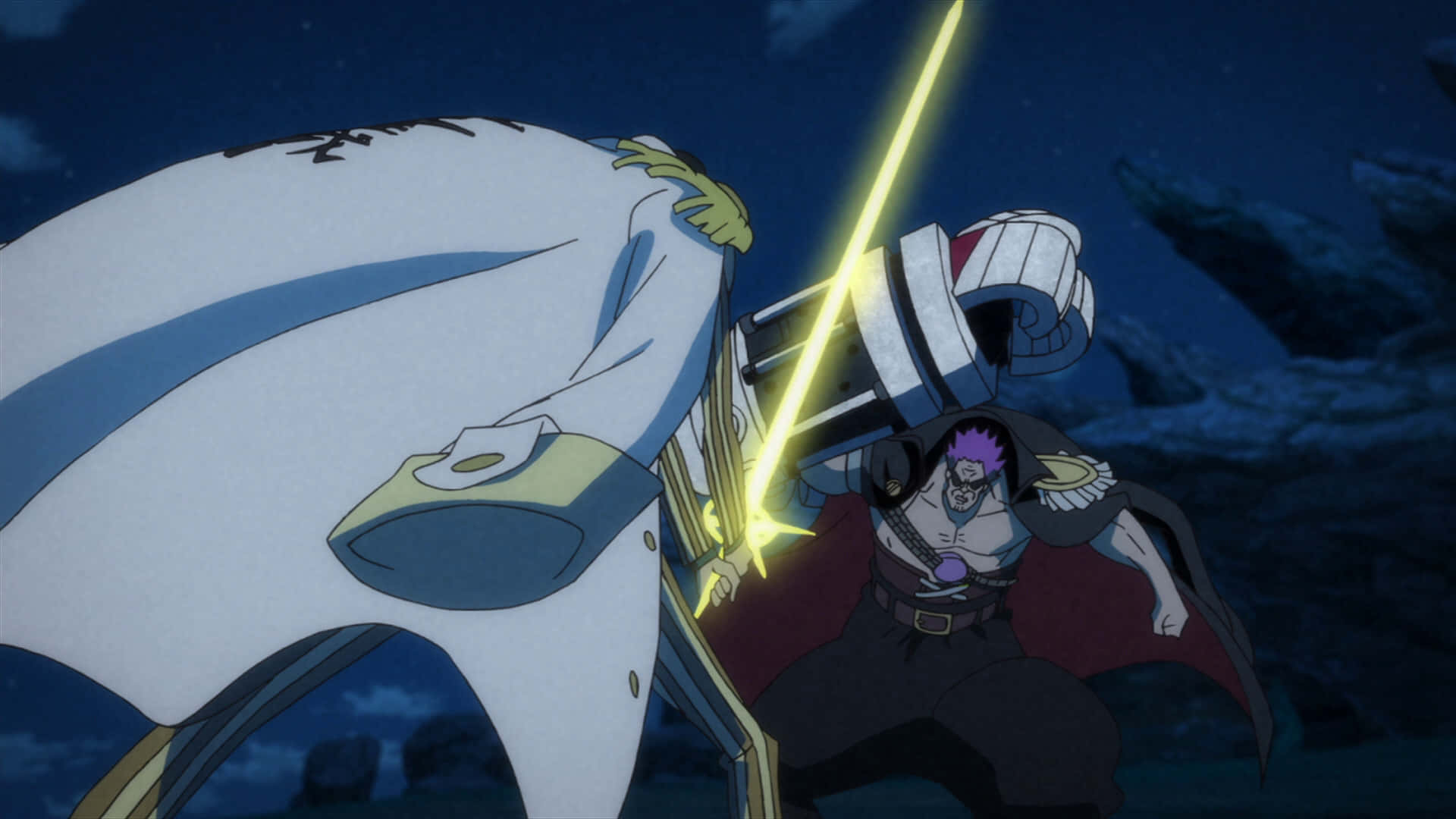 Kizaru, starry night sky, glowing yellow blades, Full HD Desktop Wallpaper