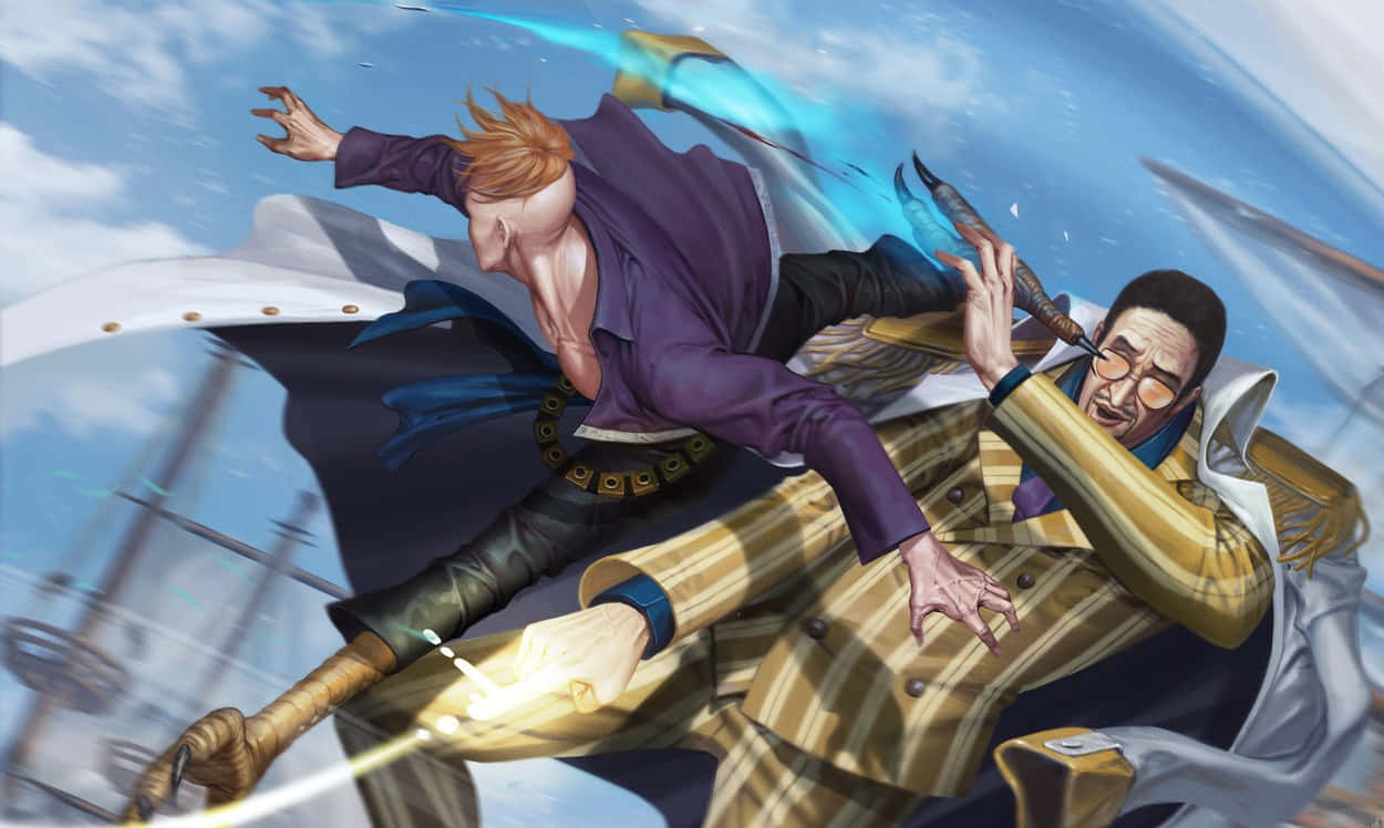 Kizaru, anime warriors, glowing swords, SD Desktop Wallpaper