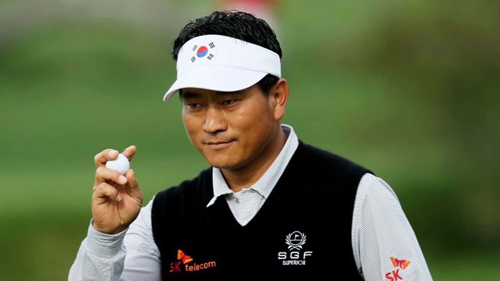 K.J. Choi, golf ball, white visor, Full HD Desktop Wallpaper