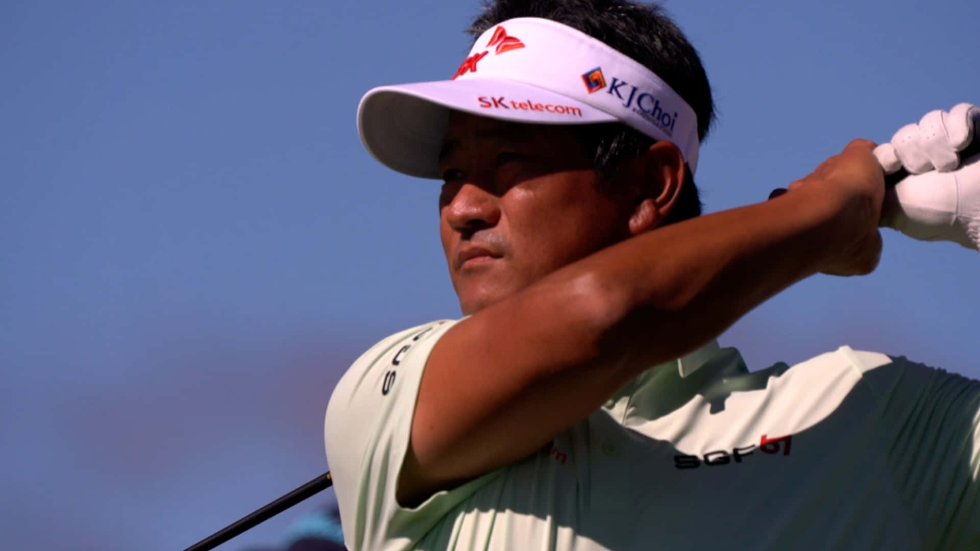 KJ Choi, golfer, mid-swing, Full HD Desktop Wallpaper