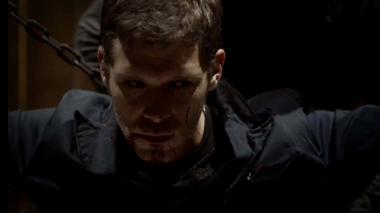Klaus Mikaelson, bloodied face, intense gaze, HD Desktop Wallpaper
