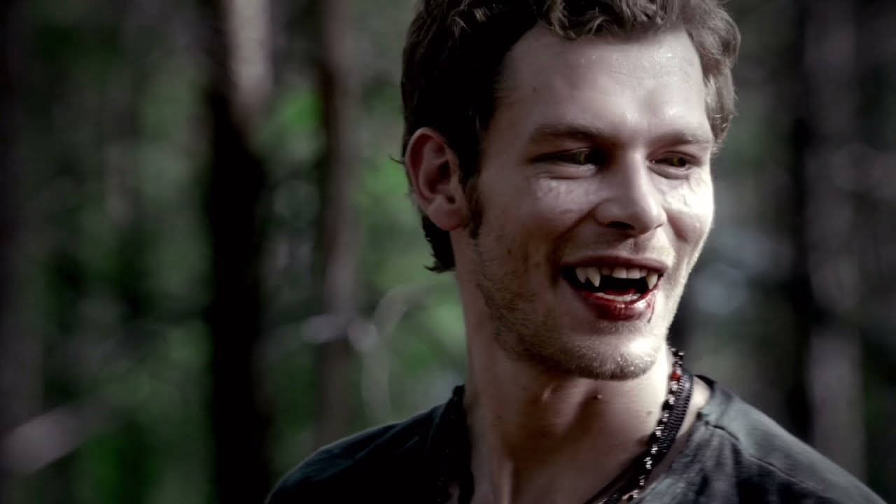 Klaus Mikaelson, fangs, red lips, HD Desktop Wallpaper