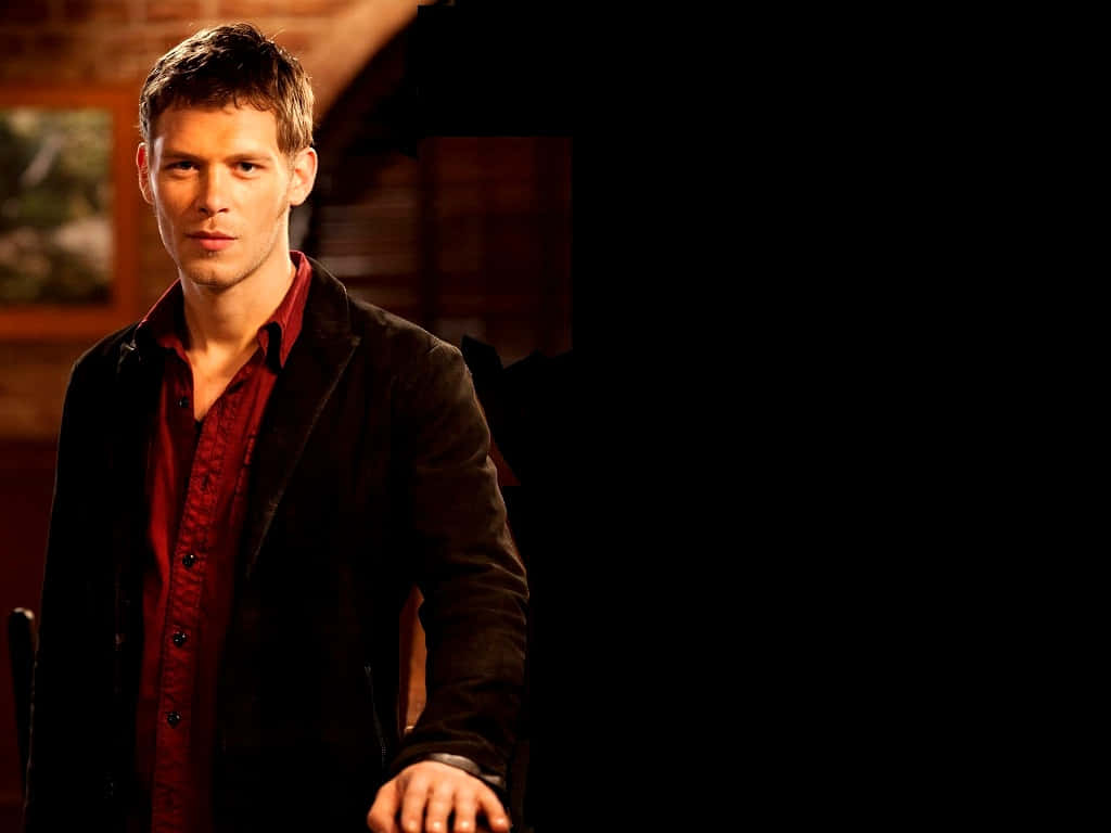 Klaus Mikaelson, red shirt, dark jacket, SD Desktop Wallpaper