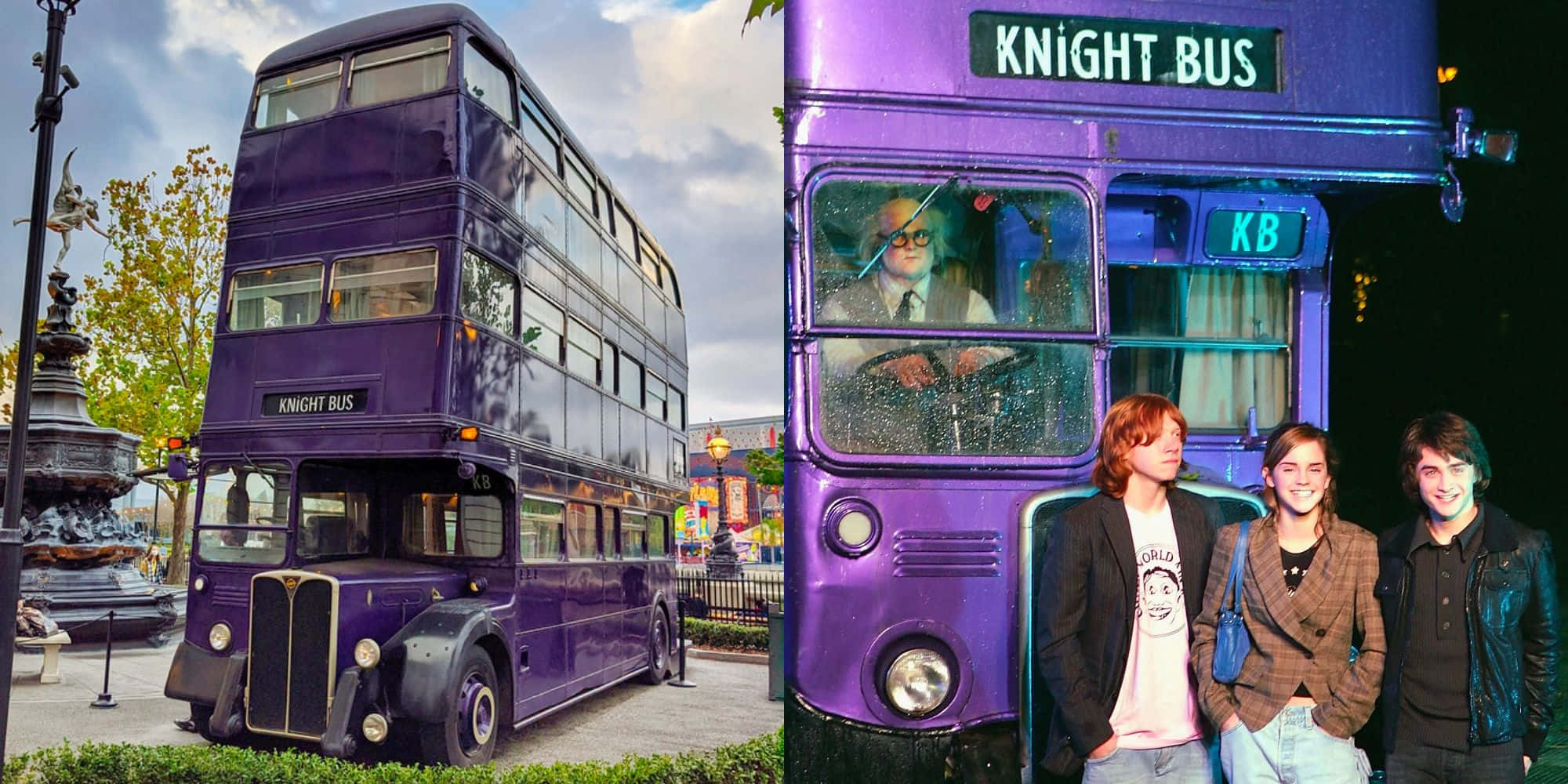 Knight Bus, purple, double-decker bus, Full HD Desktop Wallpaper