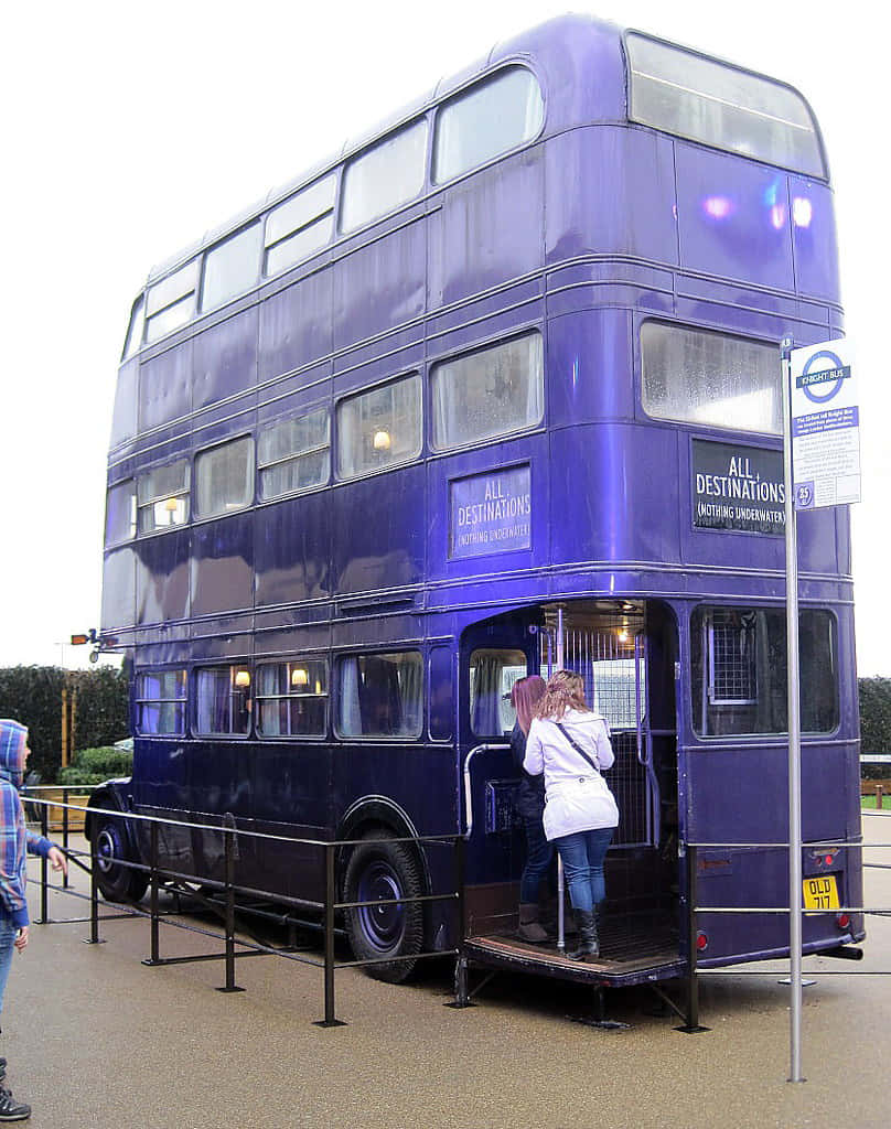 Knight Bus, purple, double-decker bus, SD Phone Wallpaper