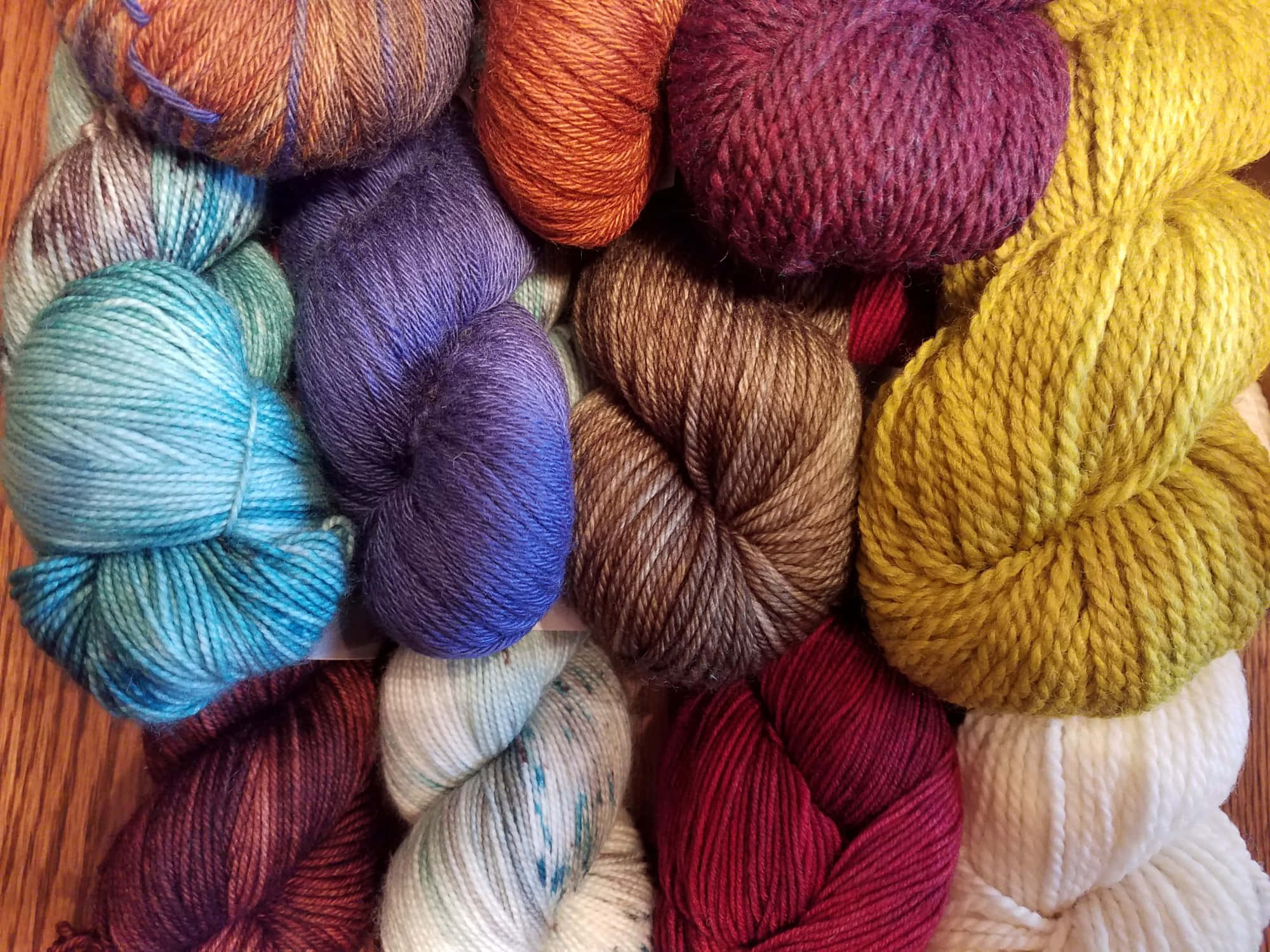 knitting yarns, hand-dyed yarn skeins, jewel tones, Full HD Desktop Wallpaper