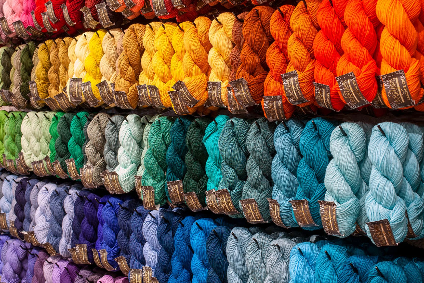 knitting yarns, rainbow skeins, pink, HD Desktop Wallpaper