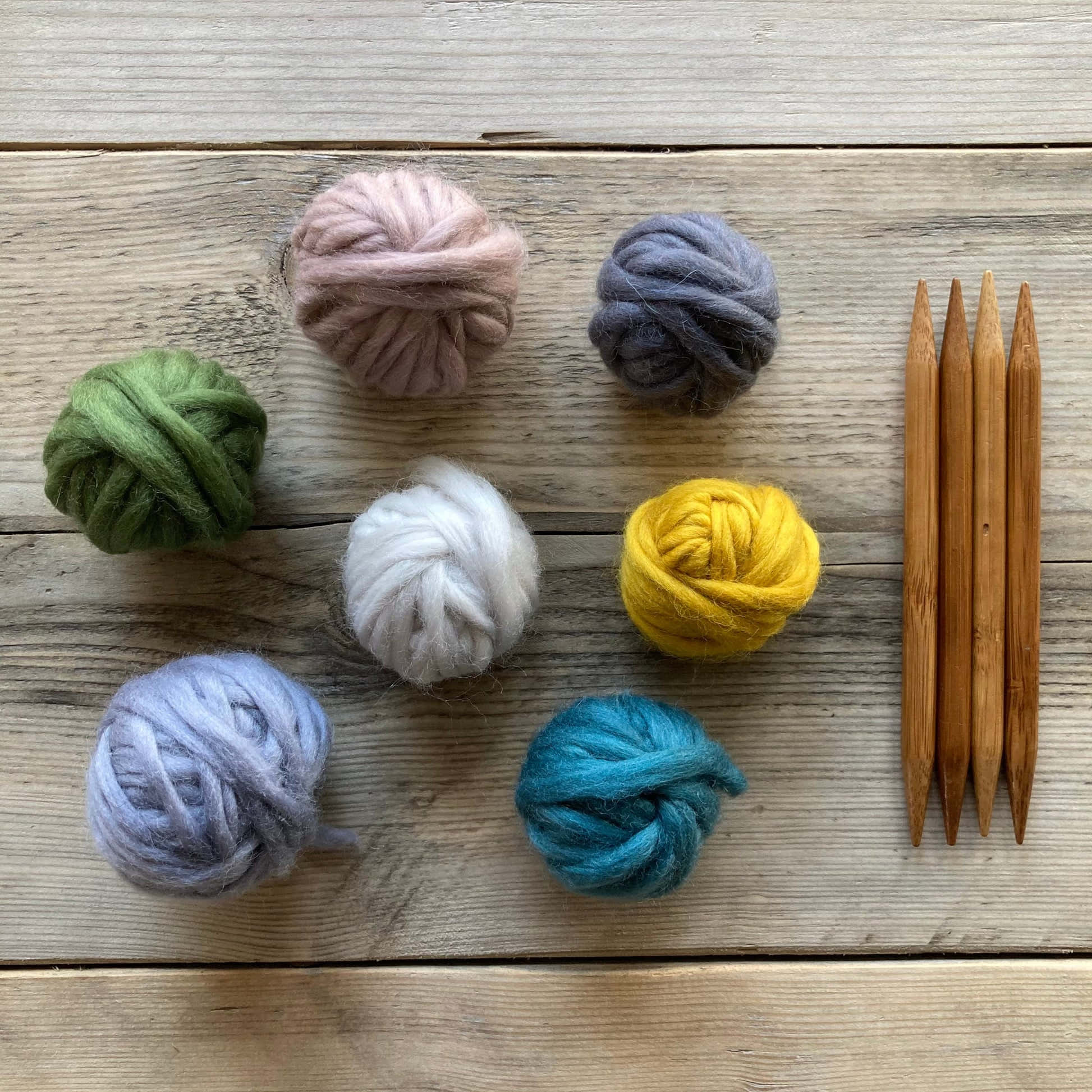 knitting essentials, colorful yarn balls, wooden knitting needles, Full HD Desktop Wallpaper
