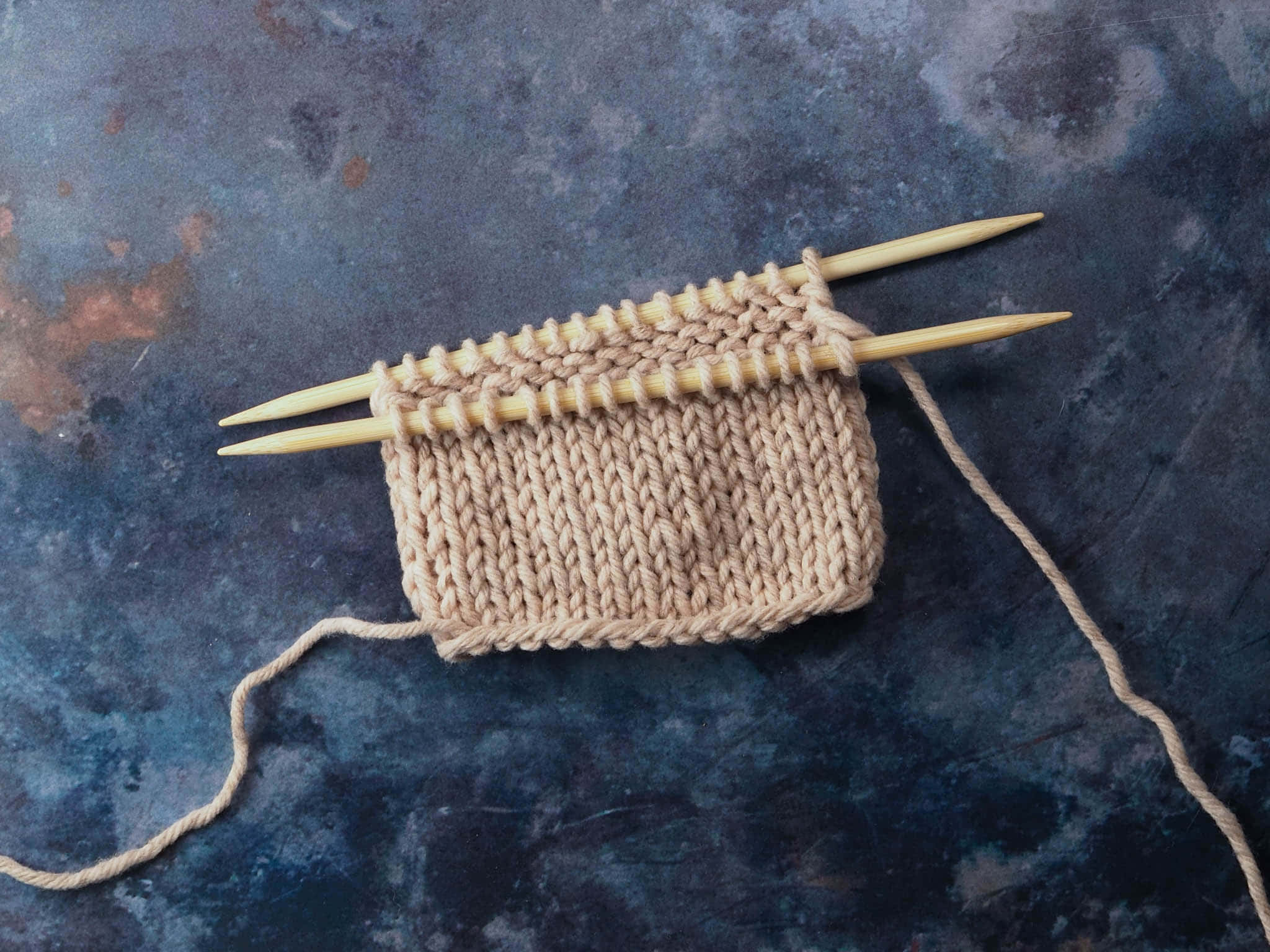 cream yarn, beige knitted swatch, wooden needles, Full HD Desktop Wallpaper