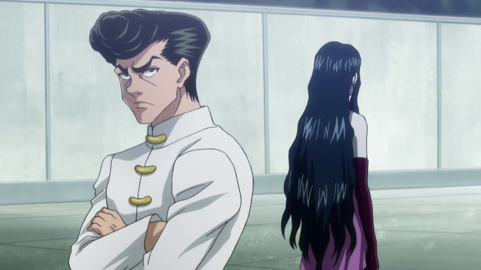 Knuckle Bine, white uniform, long black hair, Full HD Desktop Wallpaper