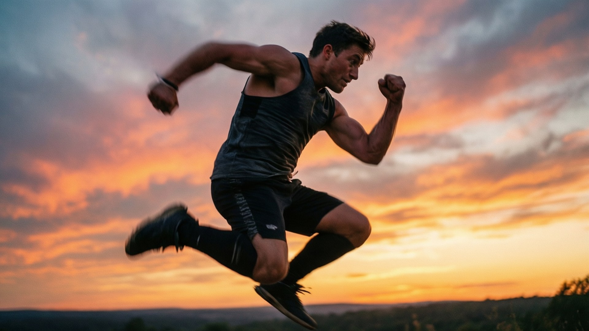 Knuckle Bine, sunset, mid-air action shot, Full HD Desktop Wallpaper