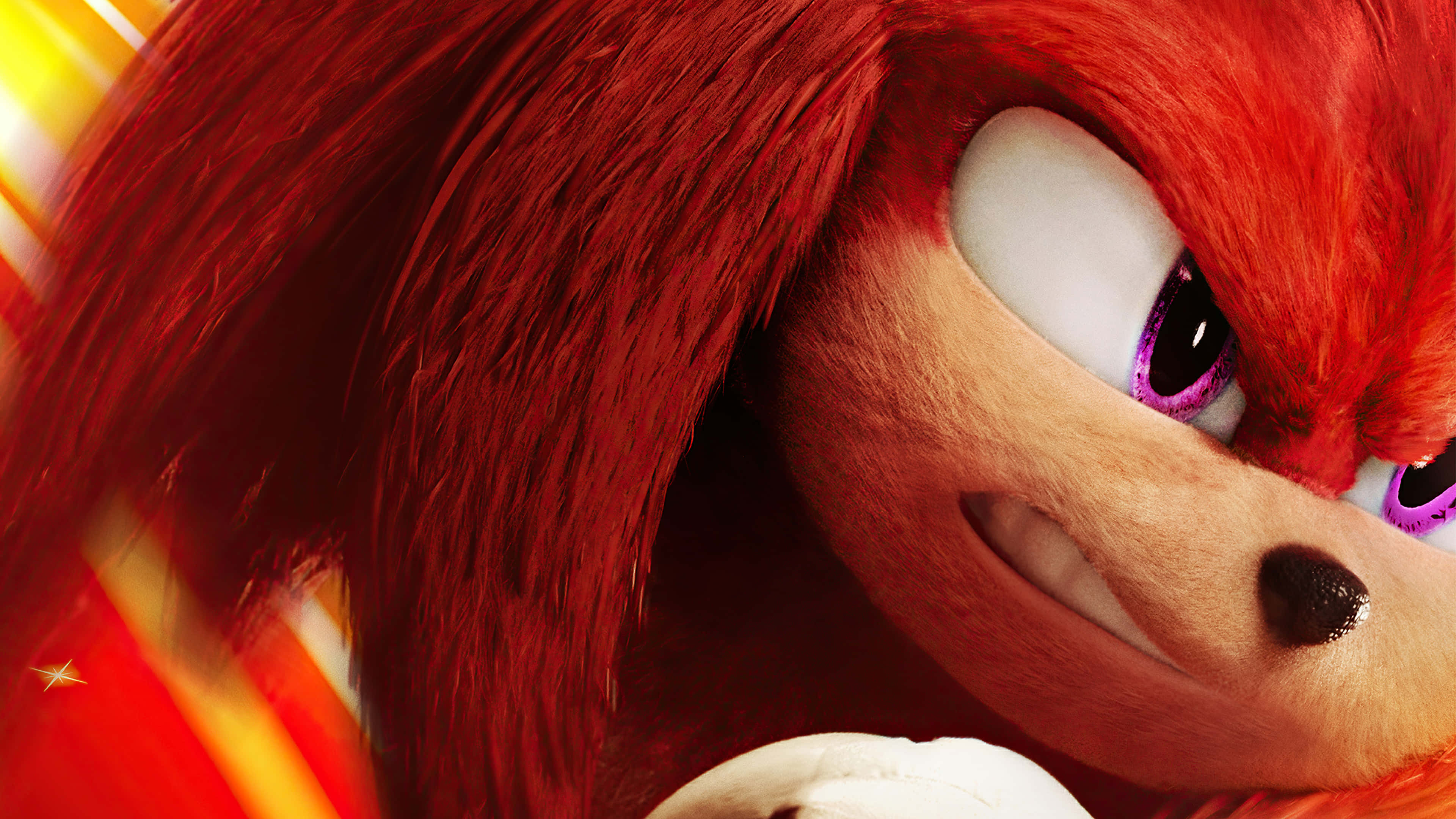Knuckles The Echidna, purple eyes, fiery red quills, 4K Desktop Wallpaper