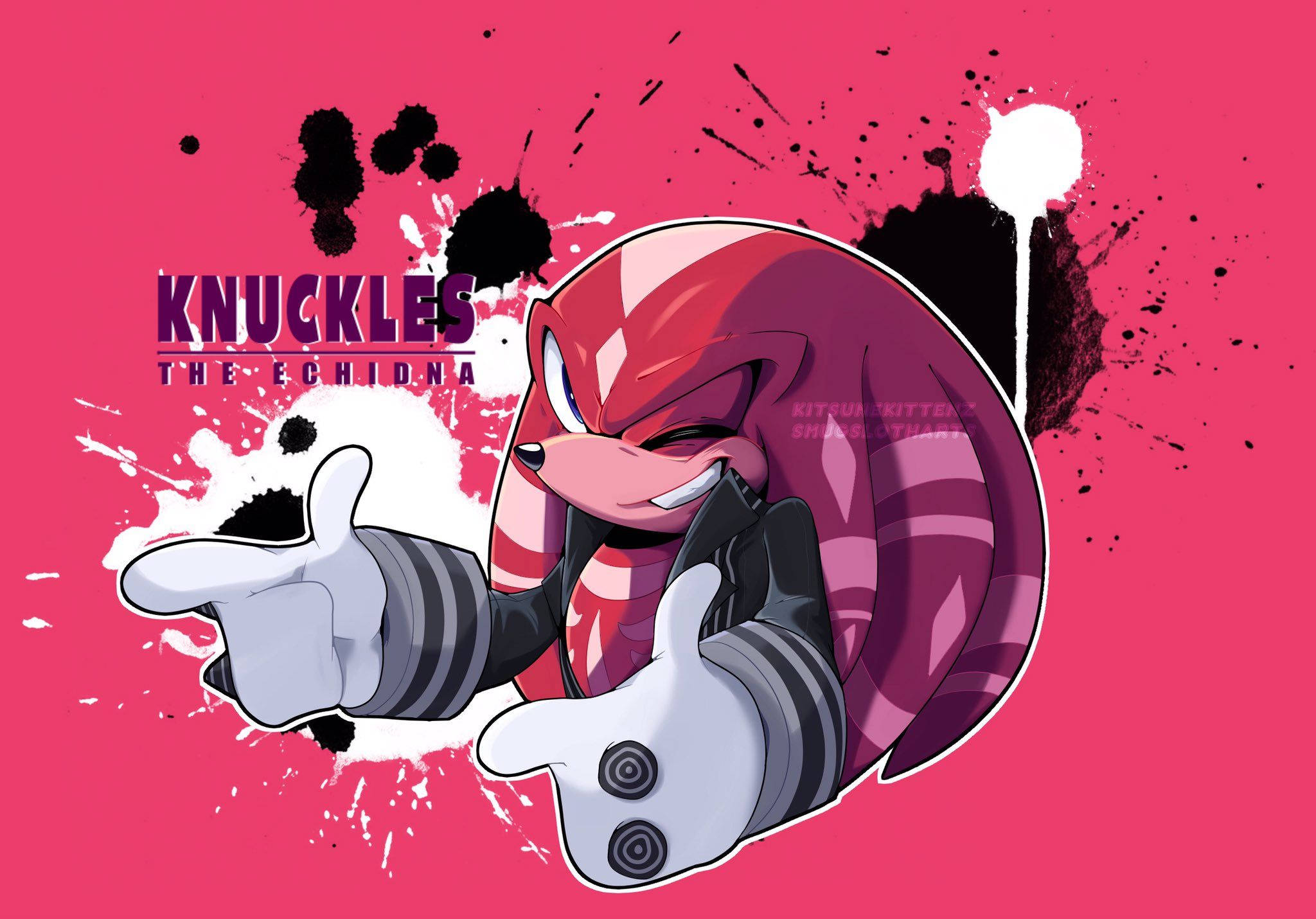 Knuckles The Echidna, pink tone, vibrant pink background, Full HD Desktop Wallpaper