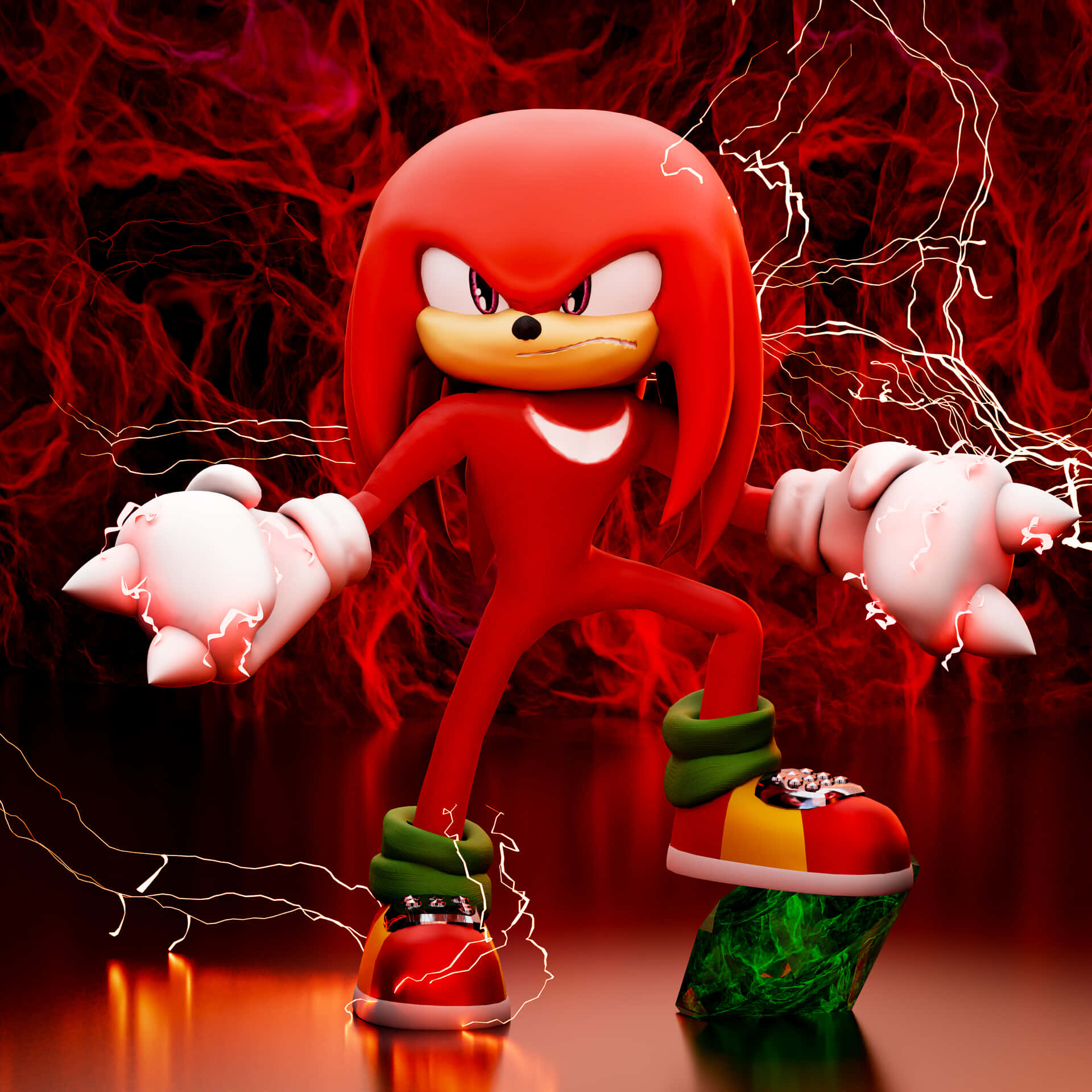 Knuckles The Echidna, emerald, glowing fists, Full HD Desktop Wallpaper