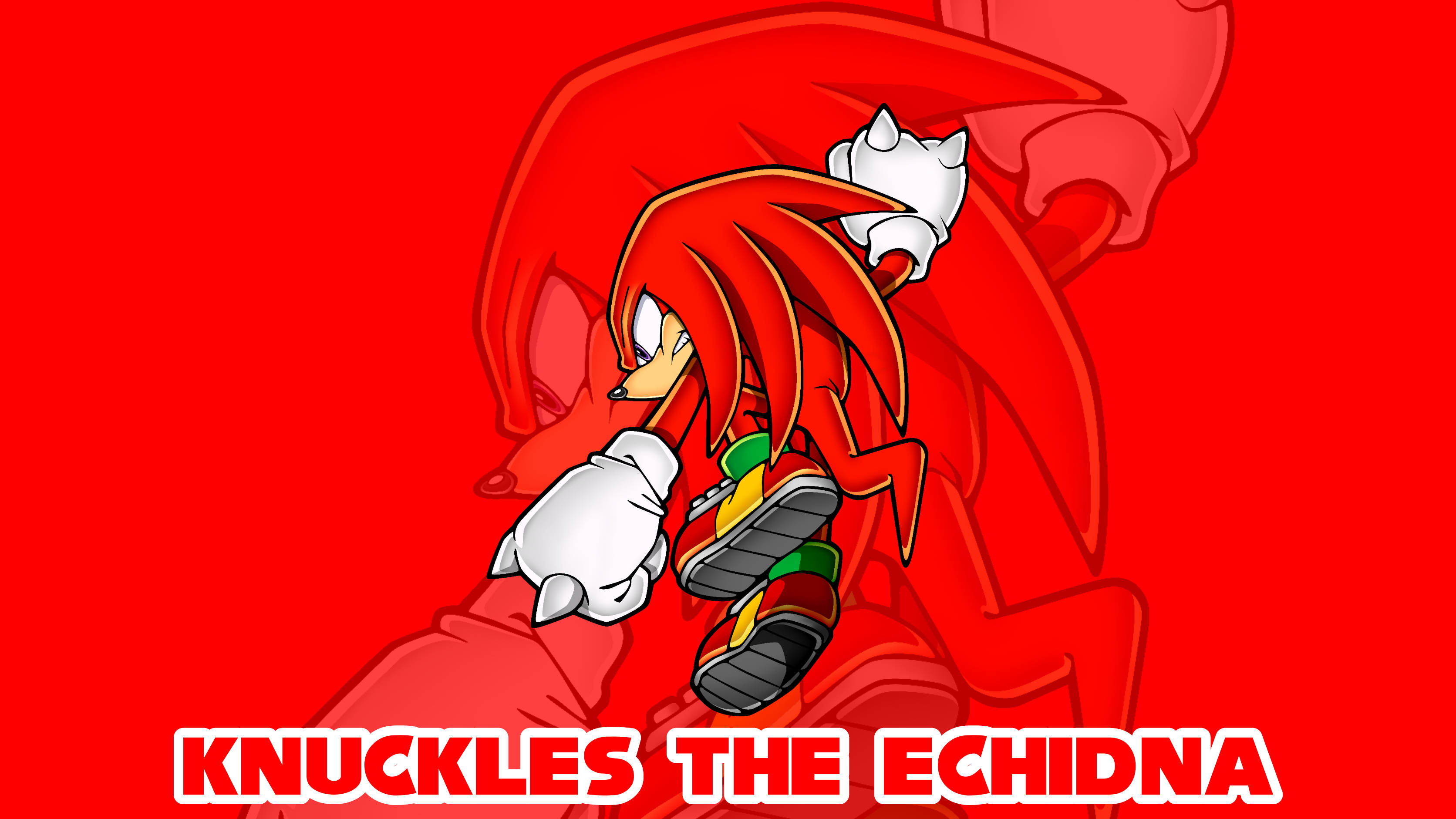 Knuckles The Echidna, red, vibrant red background, 2K Desktop Wallpaper