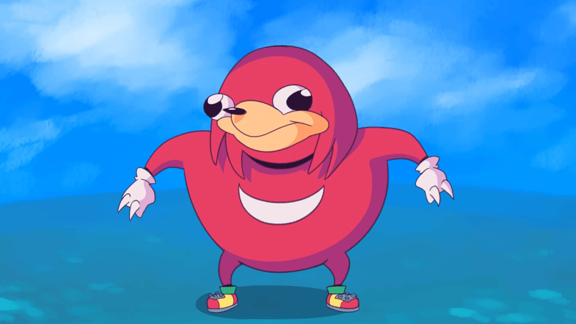 Knuckles, red cartoon bird, wide grin, Full HD Desktop Wallpaper