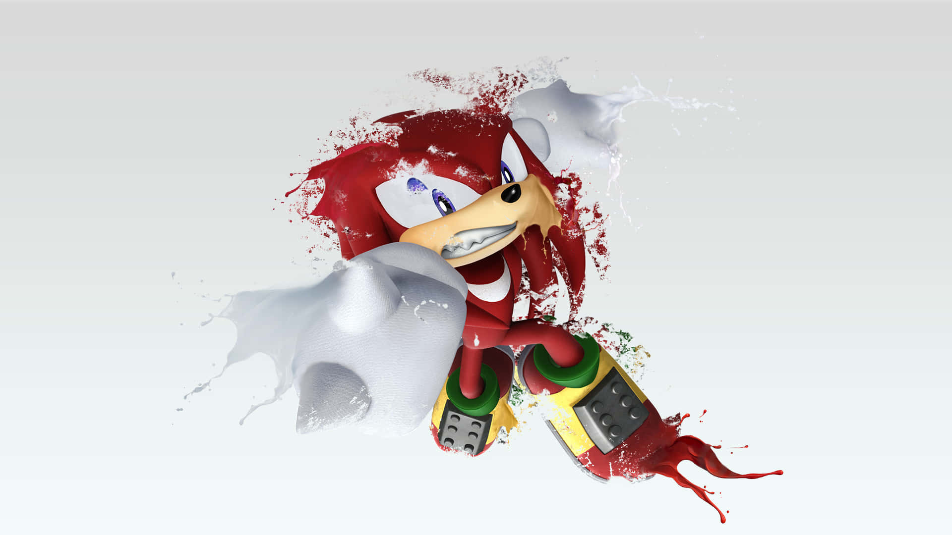 Knuckles, red hedgehog, white splash, Full HD Desktop Wallpaper