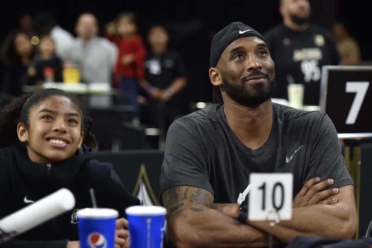 Kobe And Gigi, black cap, basketball game, SD Desktop Wallpaper