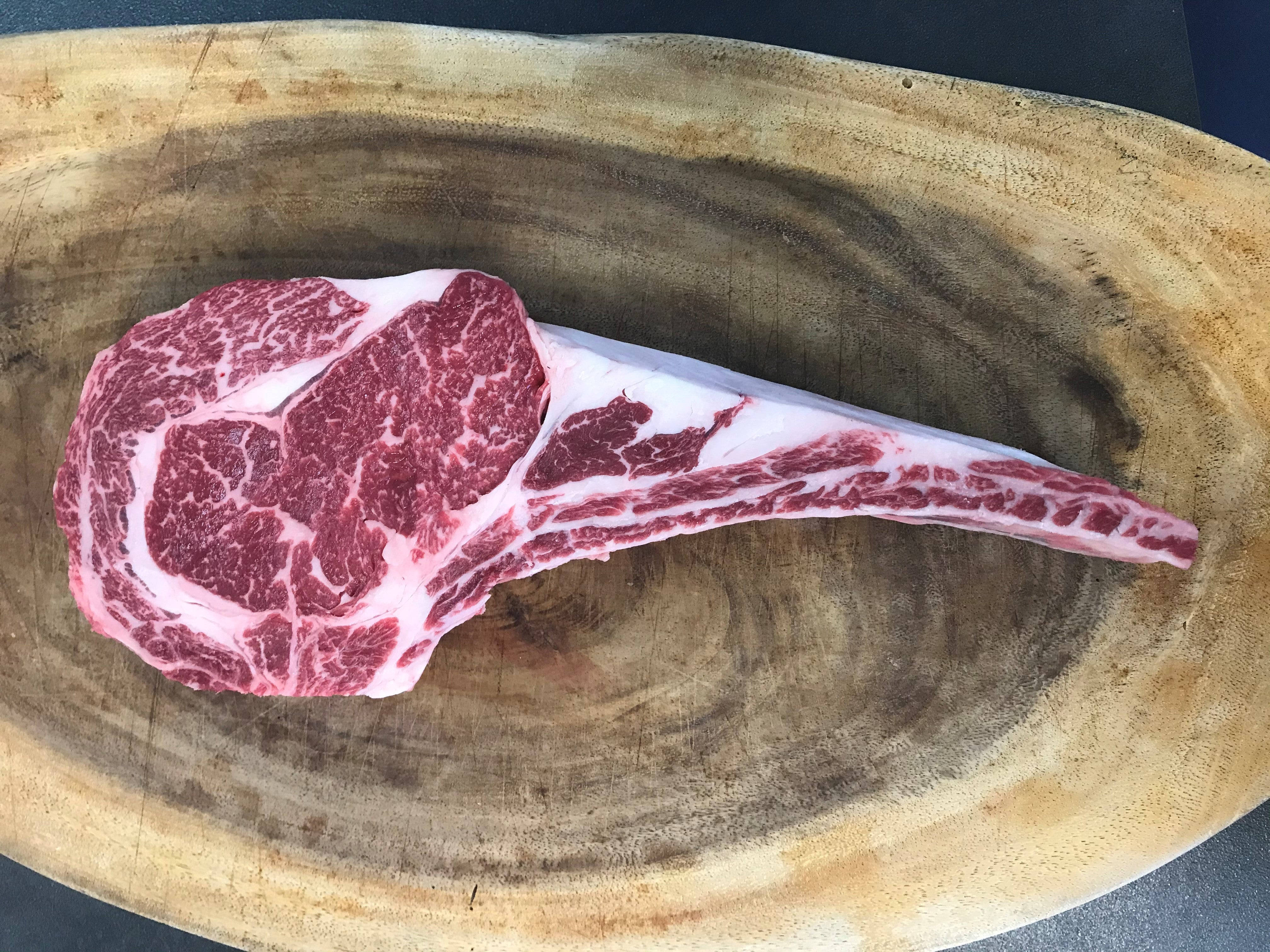 rib steak, Kobe Beef, wood, 4K Desktop Wallpaper