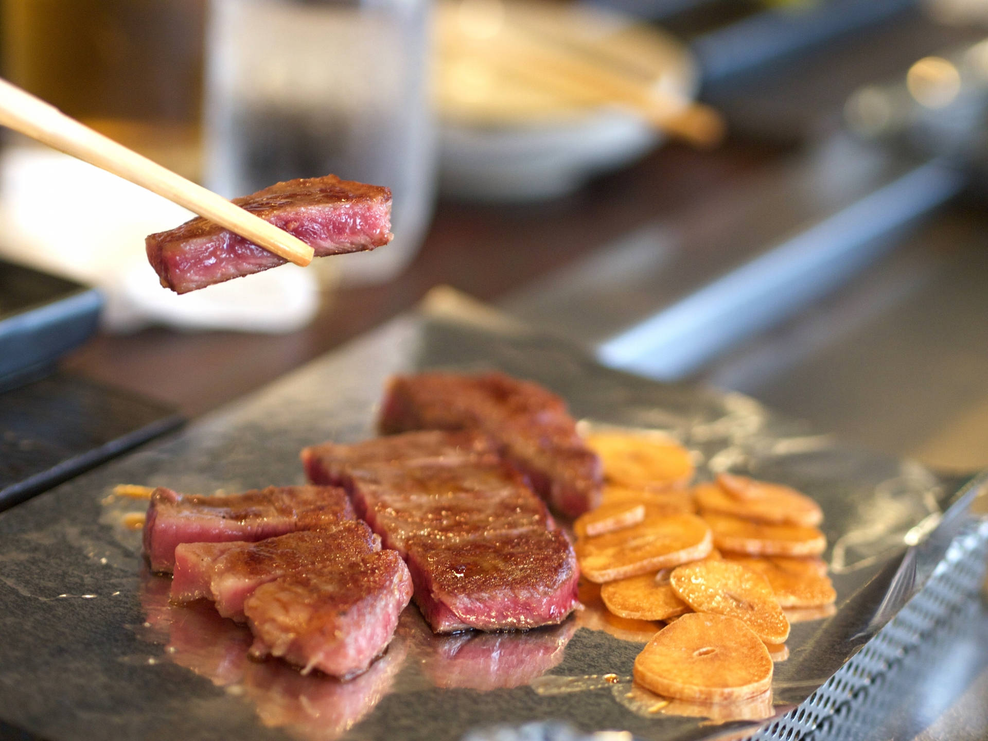 Kobe Beef, grilled, garlic, Full HD Desktop Wallpaper