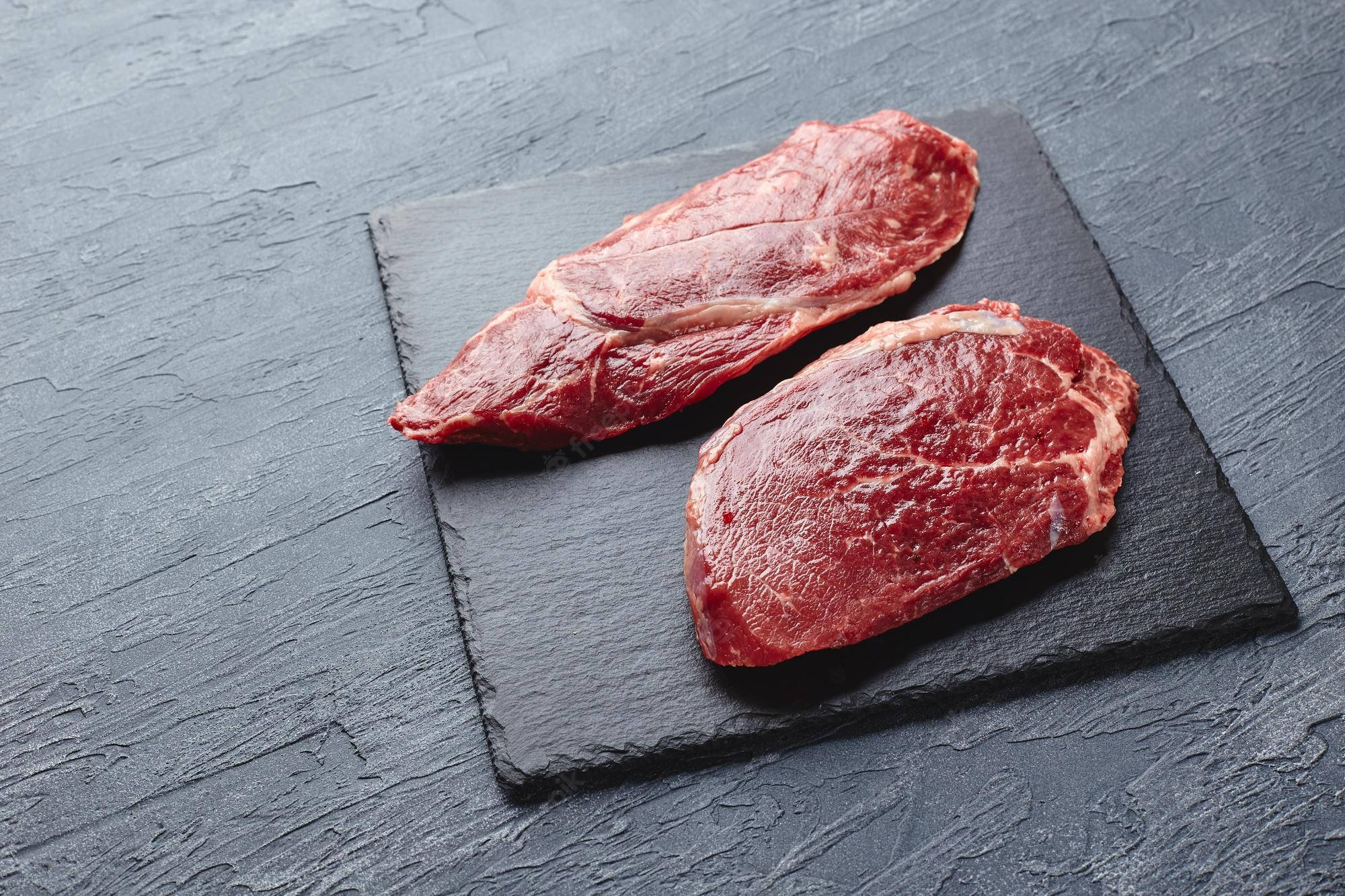 Kobe Beef, dark slate board, textured gray background, Full HD Desktop Wallpaper