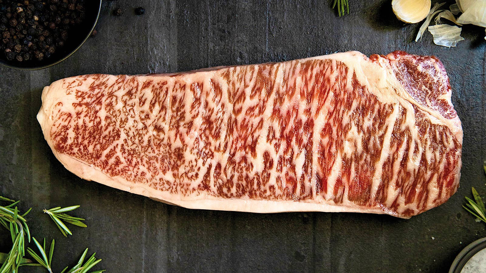 Kobe Beef, marbled steak, dark slate surface, HD Desktop Wallpaper