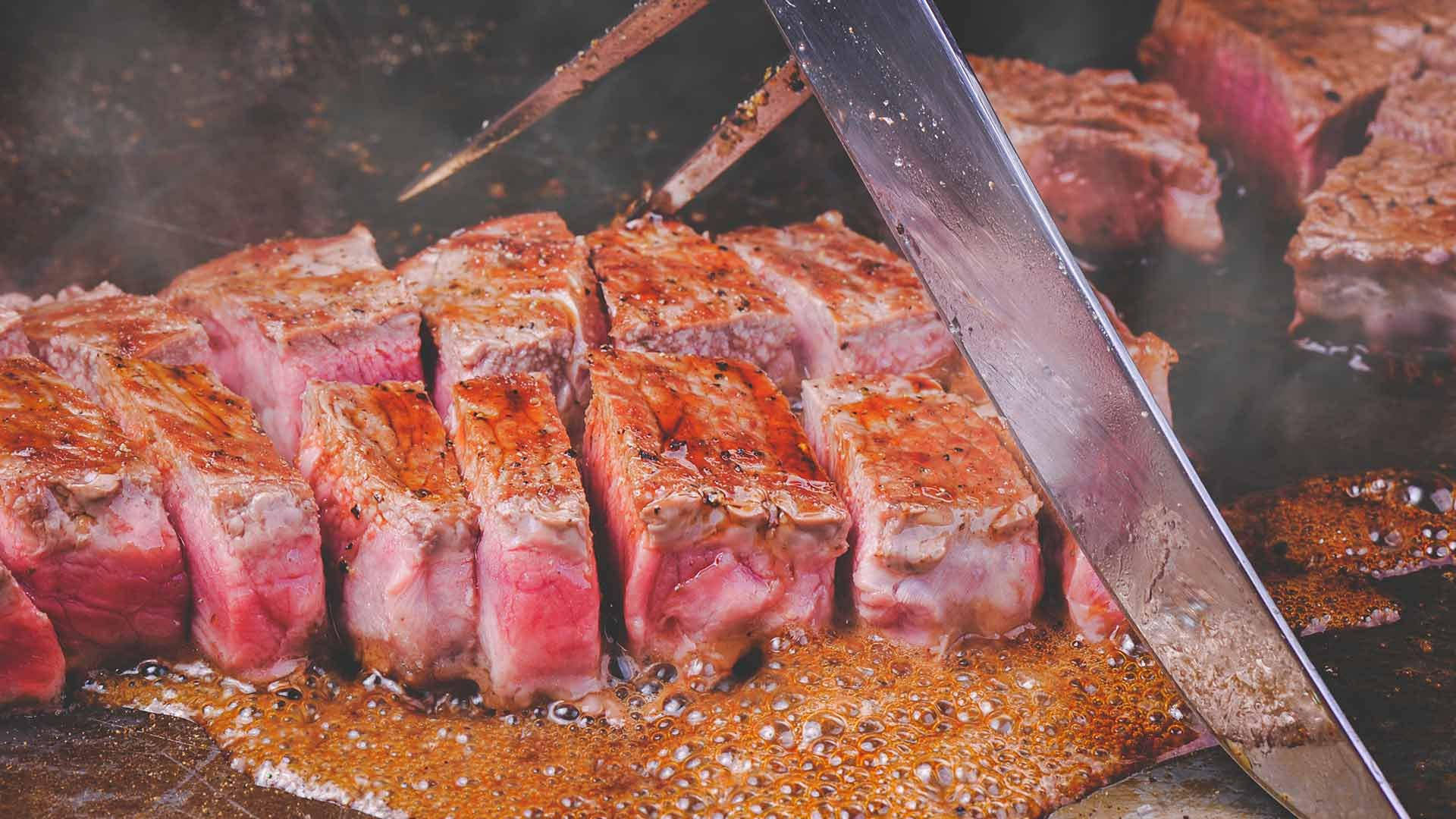 Kobe Beef, medium-rare, hot grill, Full HD Desktop Wallpaper