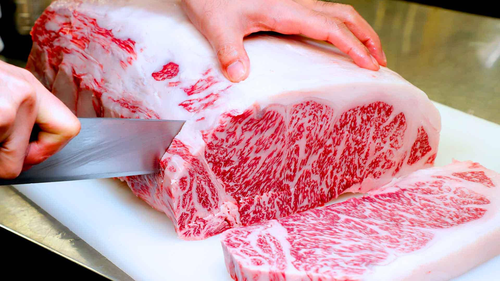 Kobe Beef, marbled wagyu beef roast, red and white fat patterns, Full HD Desktop Wallpaper