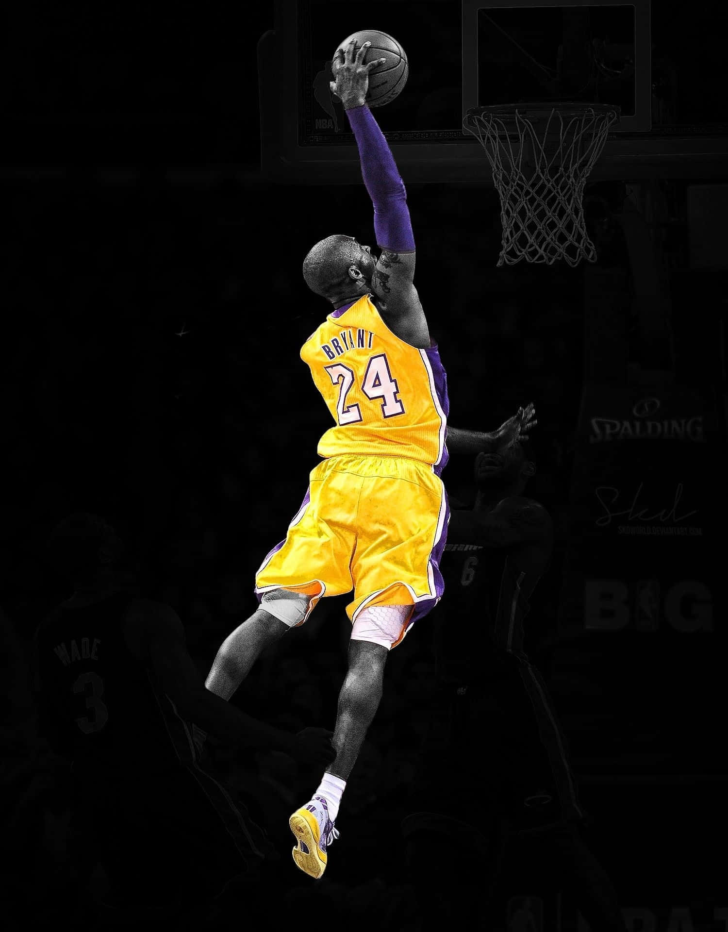 Kobe Bryant, 24 Logo, yellow Lakers jersey, Full HD Phone Wallpaper