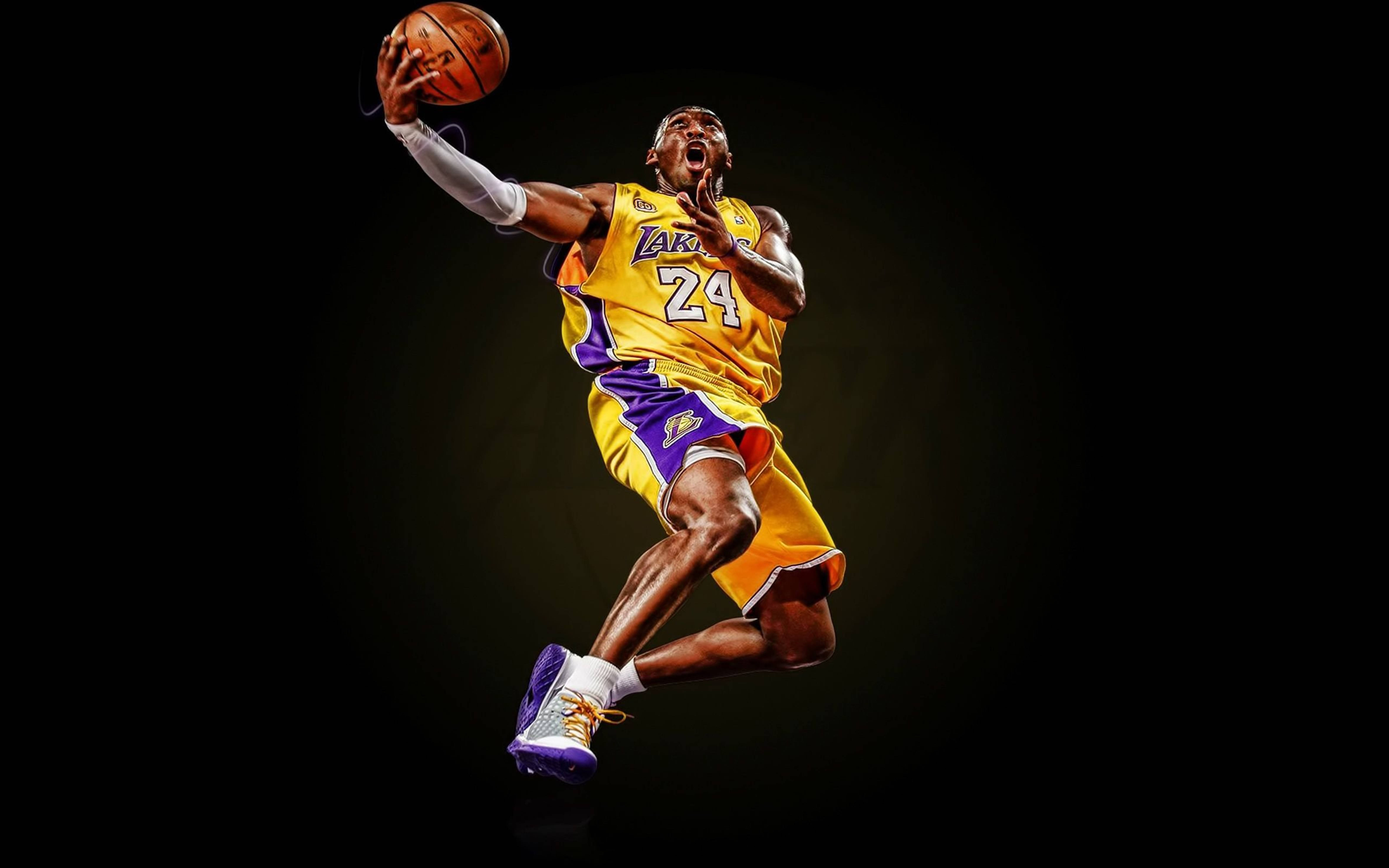 Kobe Bryant, yellow Lakers jersey, basketball player, 5K Desktop Wallpaper