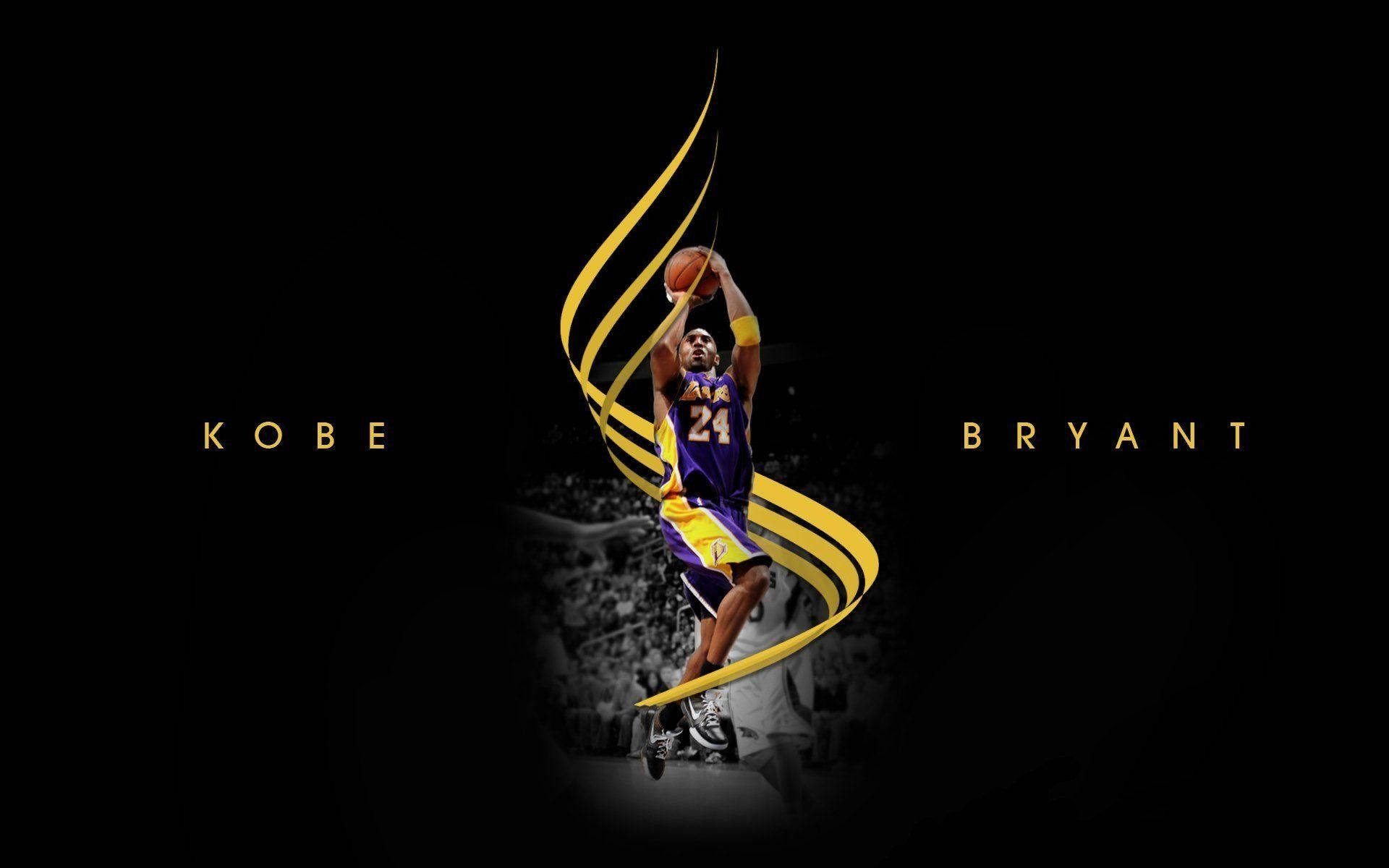 Kobe Bryant, purple and gold Lakers jersey, black background, Full HD Desktop Wallpaper