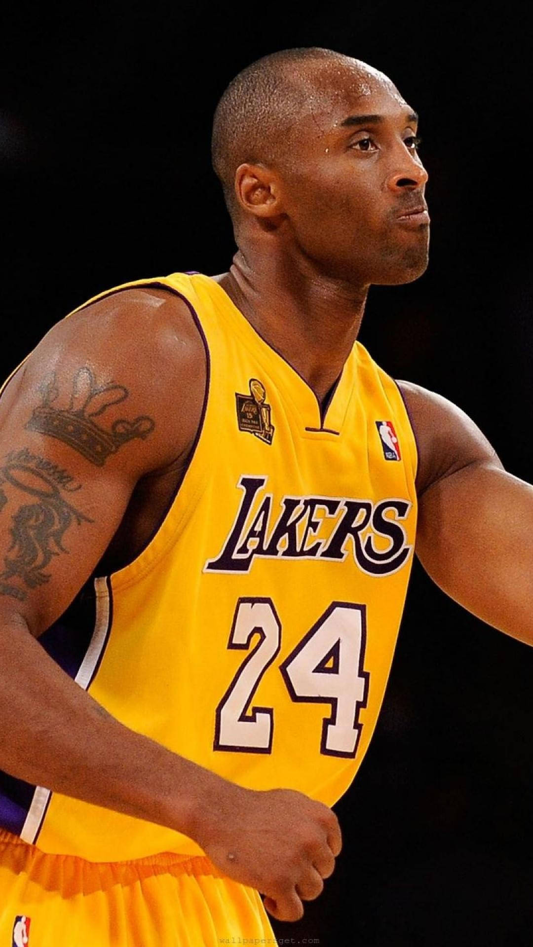 Kobe Bryant, yellow Lakers jersey, number 24, Full HD Phone Wallpaper