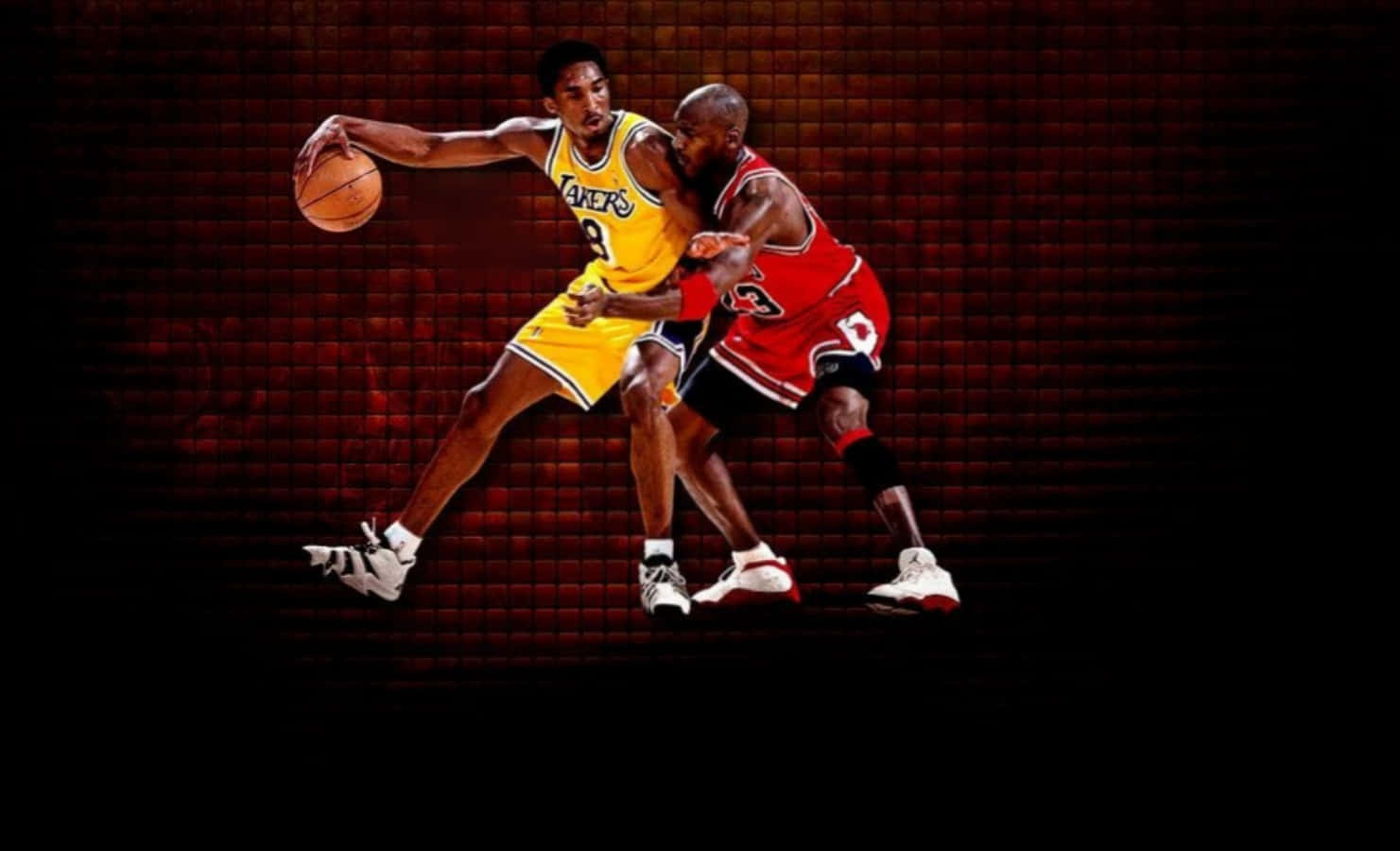 Kobe Bryant, Michael Jordan, yellow Lakers jersey, HD Desktop Wallpaper