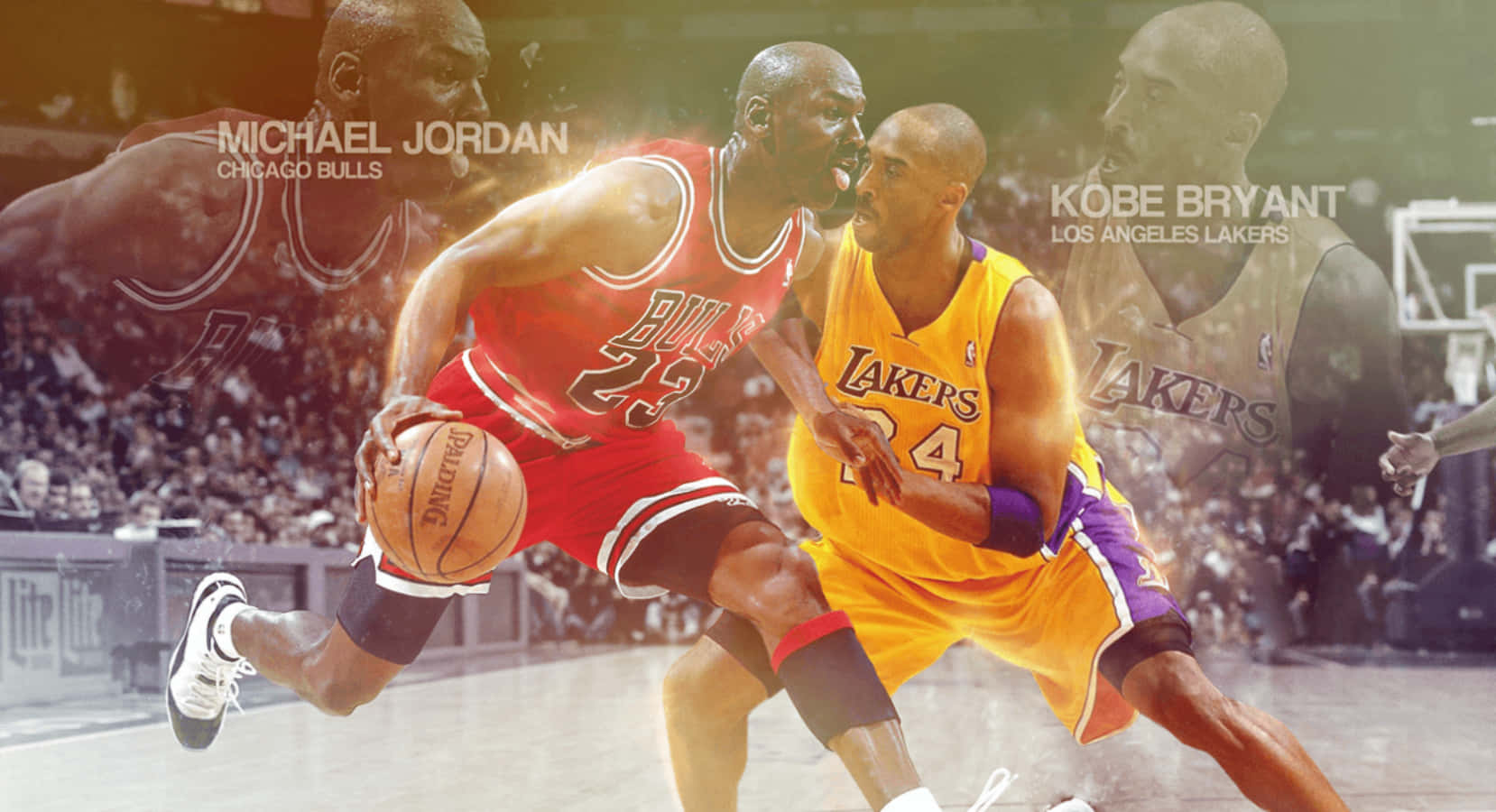 Michael Jordan, Kobe Bryant, red Bulls jersey, HD Desktop Wallpaper
