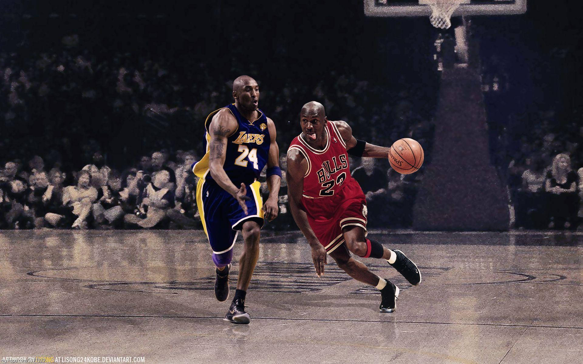 Kobe Bryant, Michael Jordan, court, Full HD Desktop Wallpaper