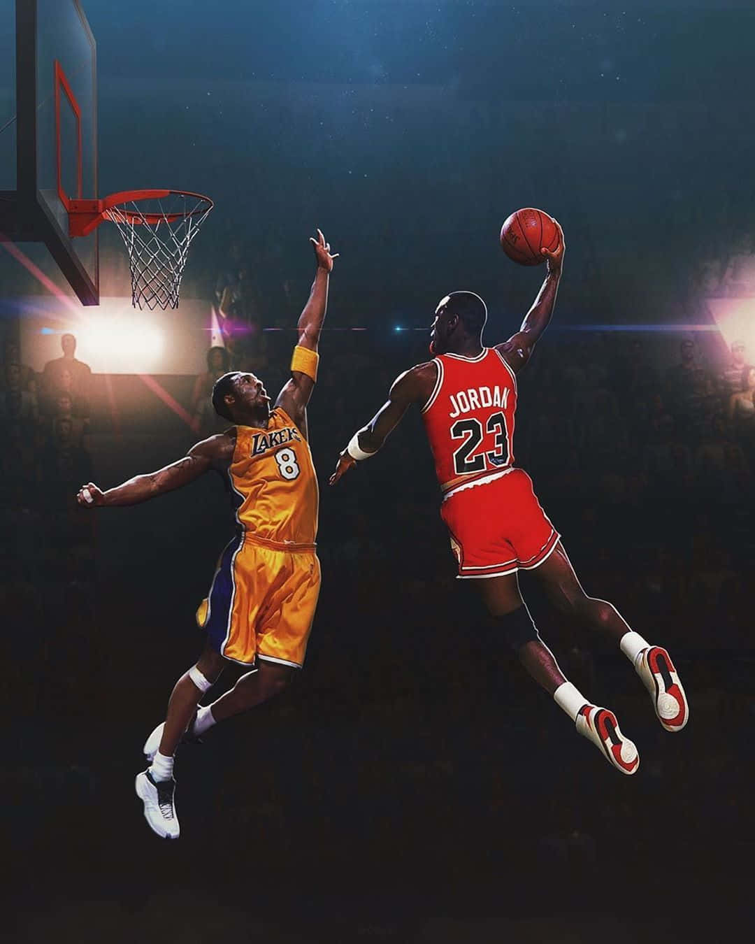Michael Jordan, Kobe Bryant, arena lights, HD Phone Wallpaper