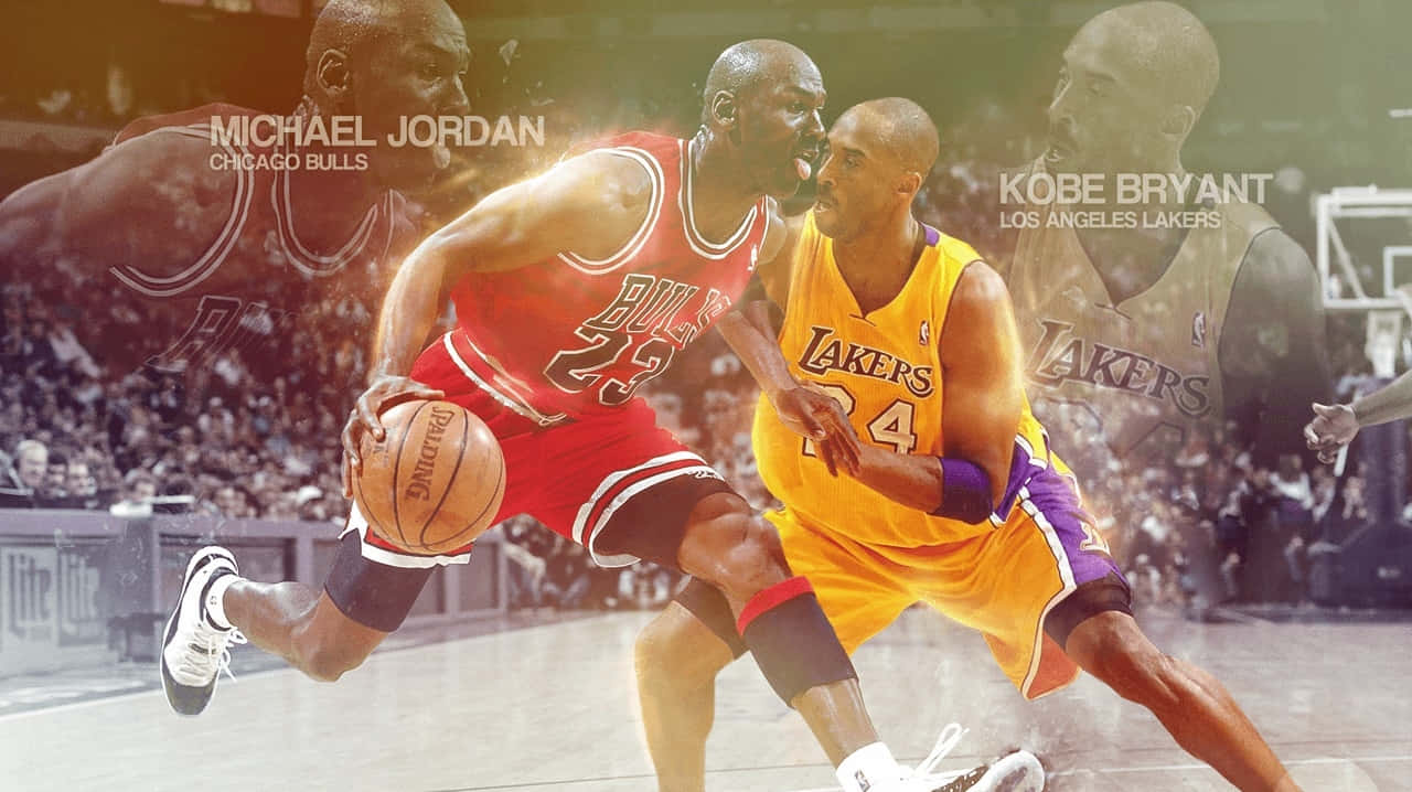 Michael Jordan, Kobe Bryant, red Bulls jersey, HD Desktop Wallpaper