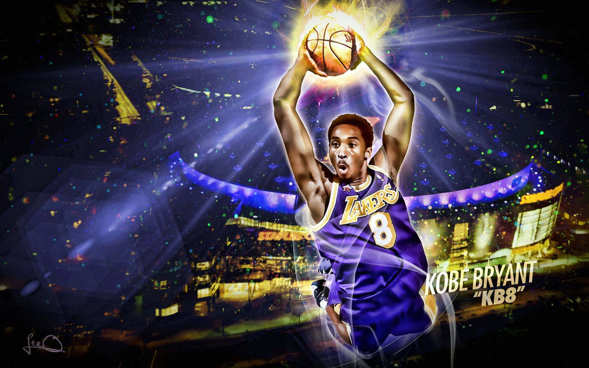 Kobe Bryant, purple Lakers jersey, dunk a basketball, Full HD Desktop Wallpaper