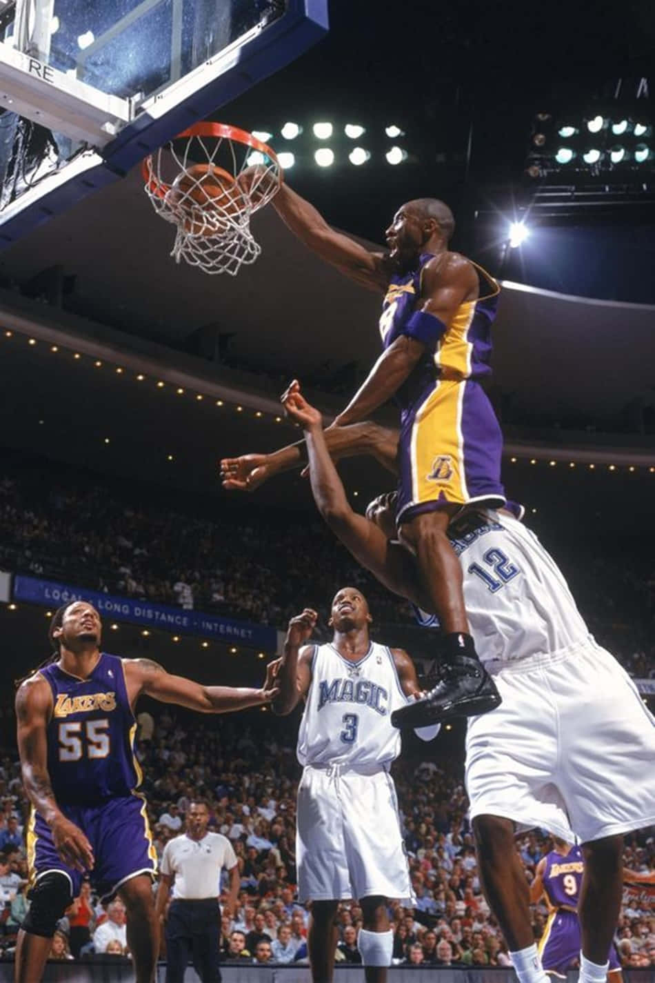 Kobe Bryant, purple and gold, dunk, HD Phone Wallpaper