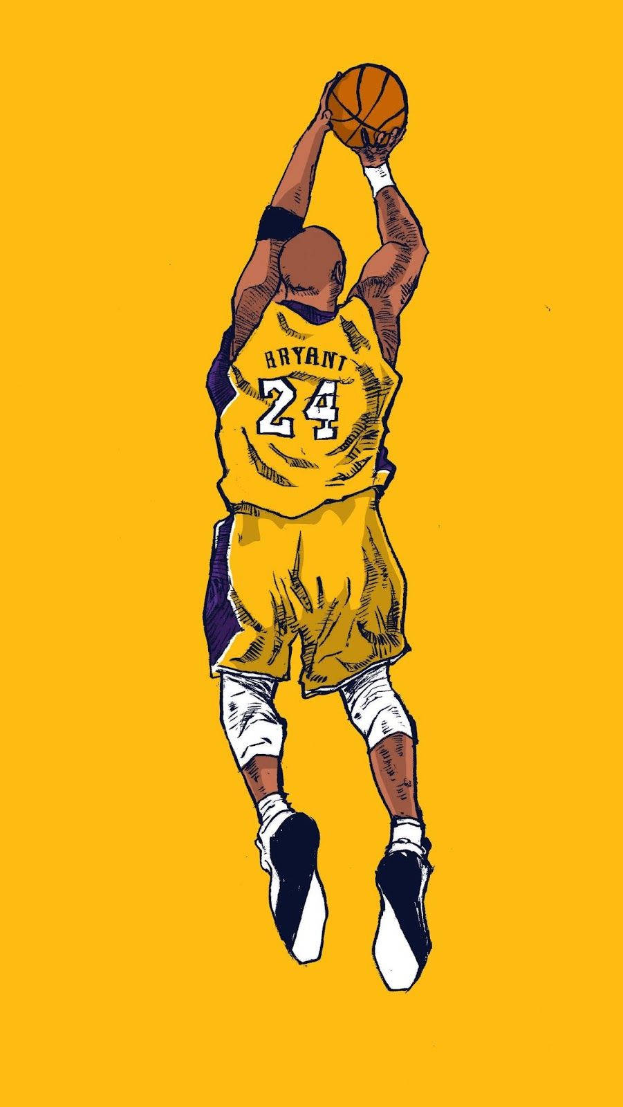Kobe Bryant, yellow 24 jersey, mid-air dunking, HD Phone Wallpaper