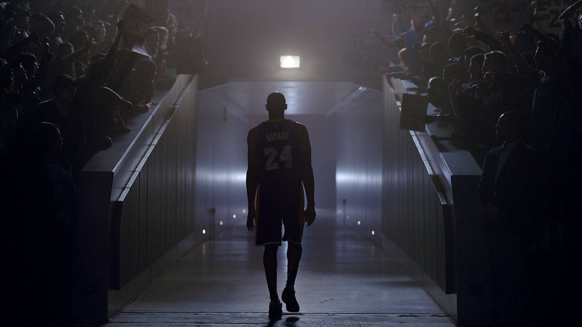 Kobe Bryant, jersey number 24, dimly lit tunnel, Full HD Desktop Wallpaper
