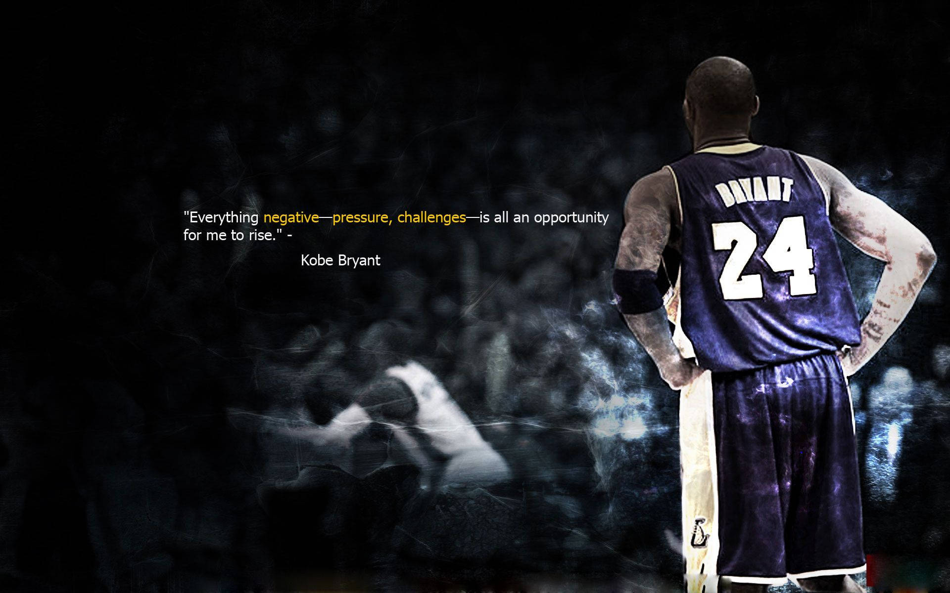 Kobe Bryant, purple 24 jersey, dark smoky background, Full HD Desktop Wallpaper
