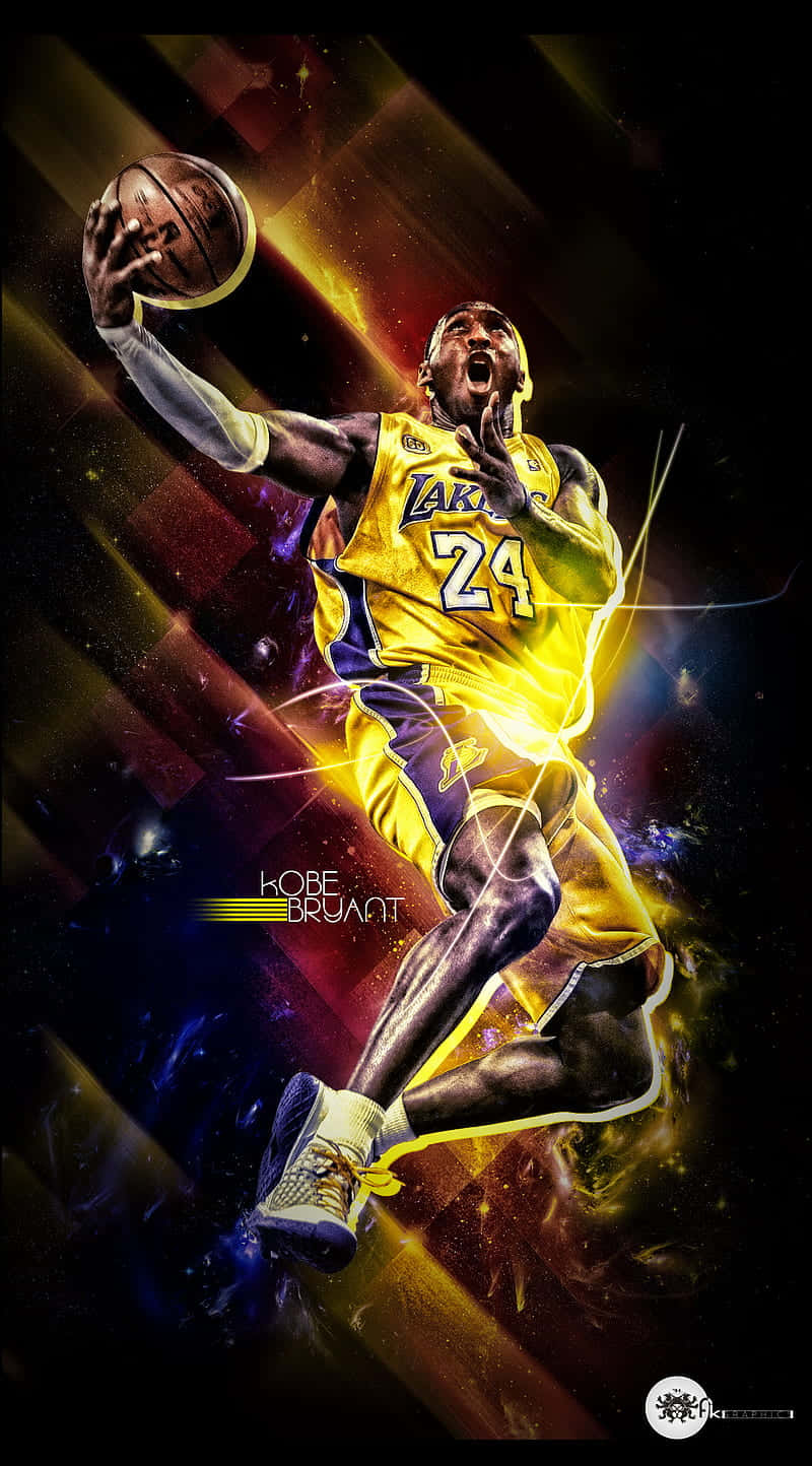 Kobe Bryant, yellow Lakers jersey, cosmic background, HD Phone Wallpaper