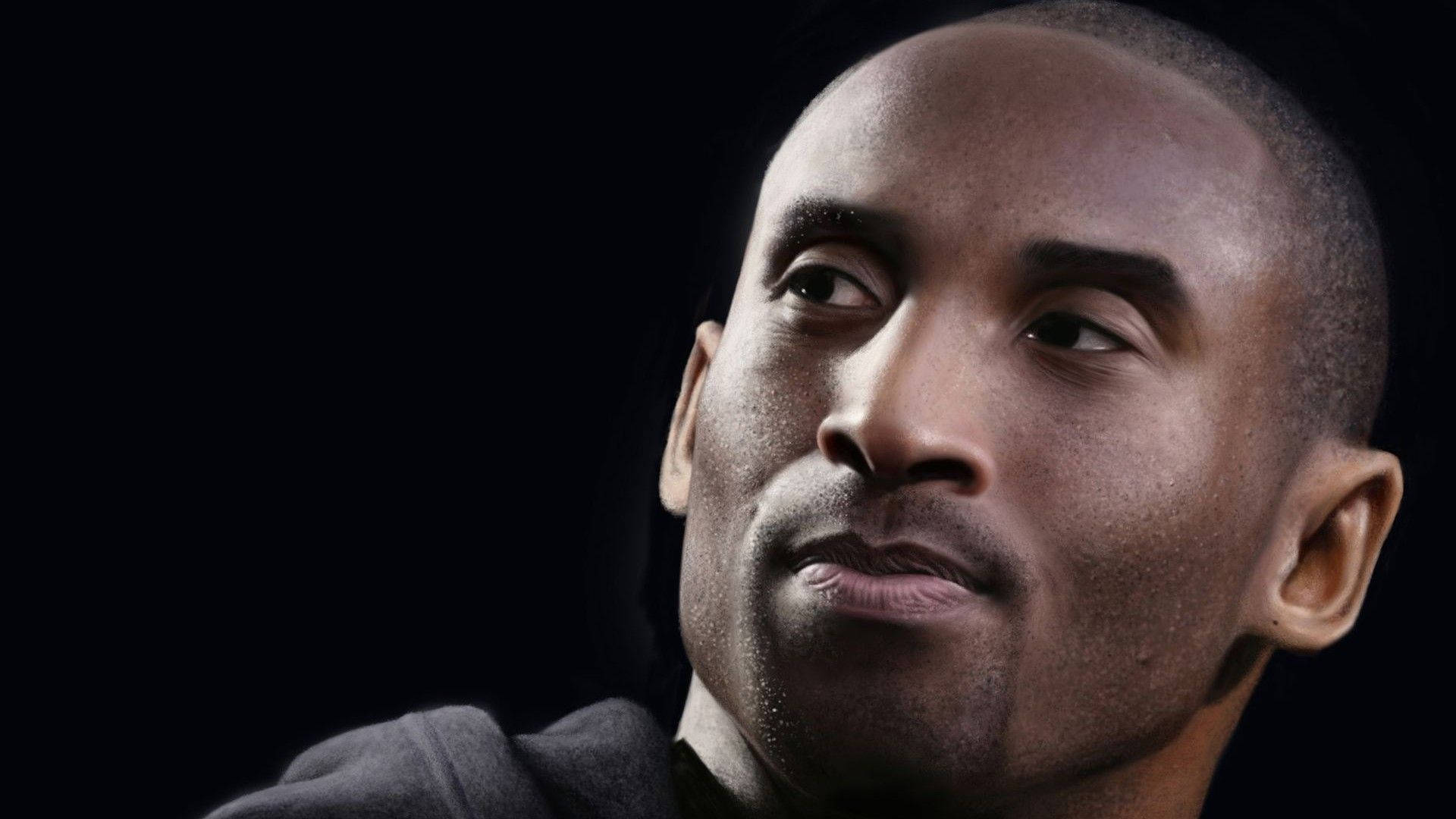 Kobe Bryant, closeup, stark black background, Full HD Desktop Wallpaper
